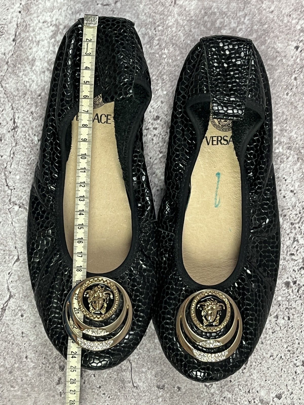 Versace Versace Medusa Ballet Flats Black Patent Snake Crystal Logo Size US 11 / IT 41 - 7 Thumbnail