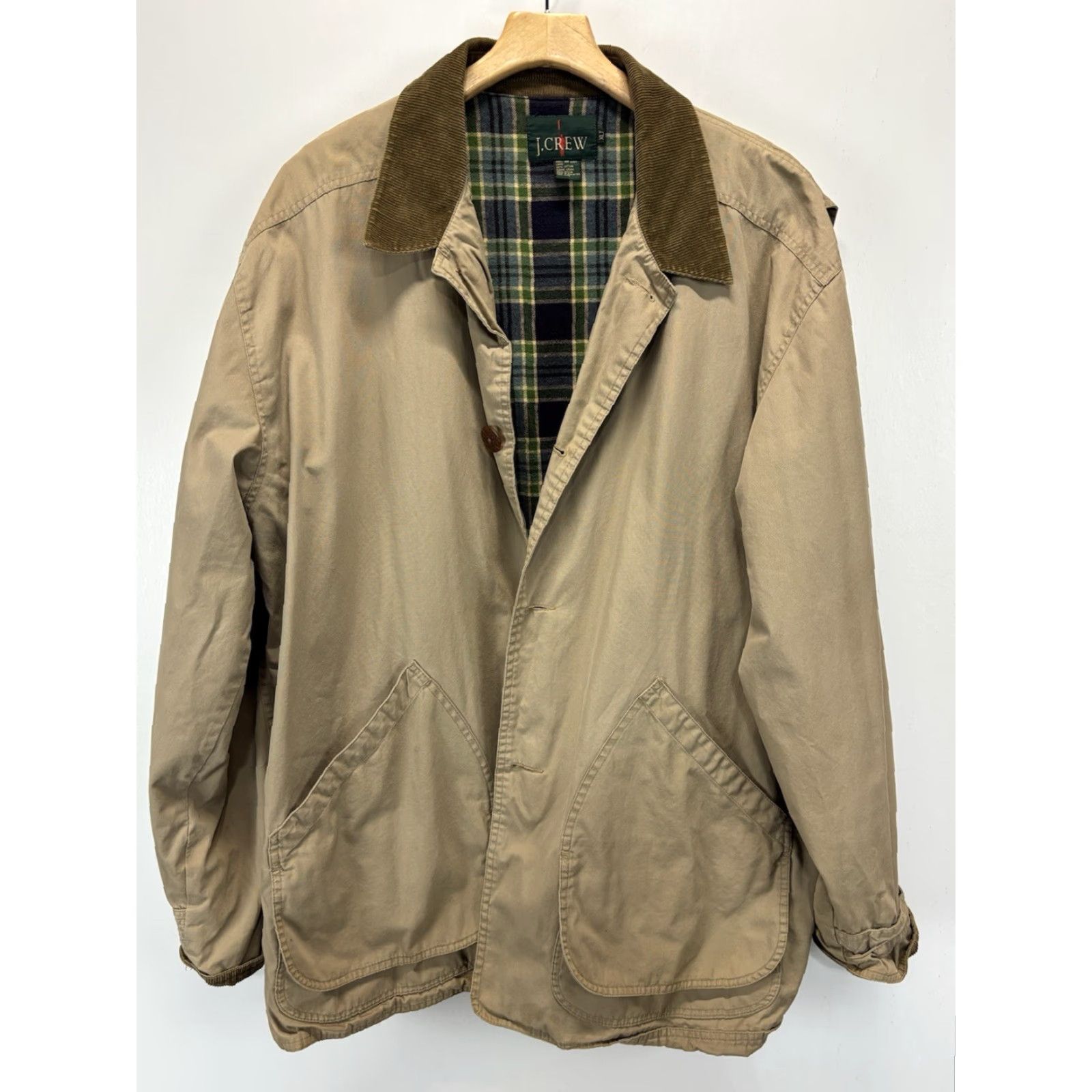 J.Crew VINTAGE J.CREW Chore Coat Mens XLT Regular Flannel Lined Cotton Barn Oarsman Brown Button Size US XL / EU 56 / 4 - 6 Thumbnail