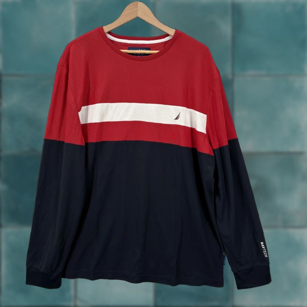 Nautica Nautica NAVTECH Long Sleeve Colorblock Shirt Mens XL Multicolor Crew Neck Performance Top Size US XL / EU 56 / 4 - 1 Thumbnail