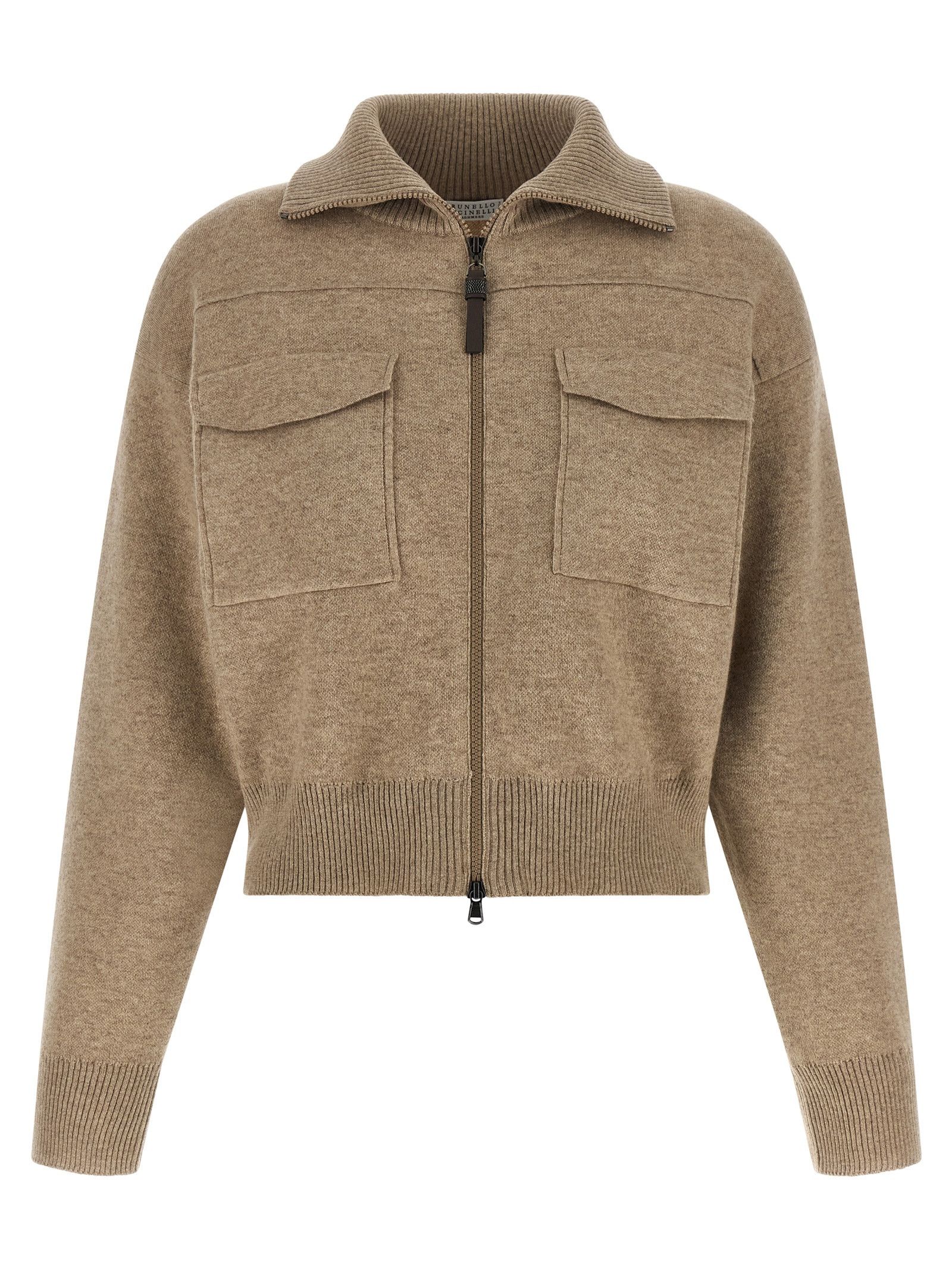 Brunello Cucinelli 'Shiny Zipper Pull' Wool Cardigan Size XS / US 0-2 / IT 36-38 - 1 Thumbnail