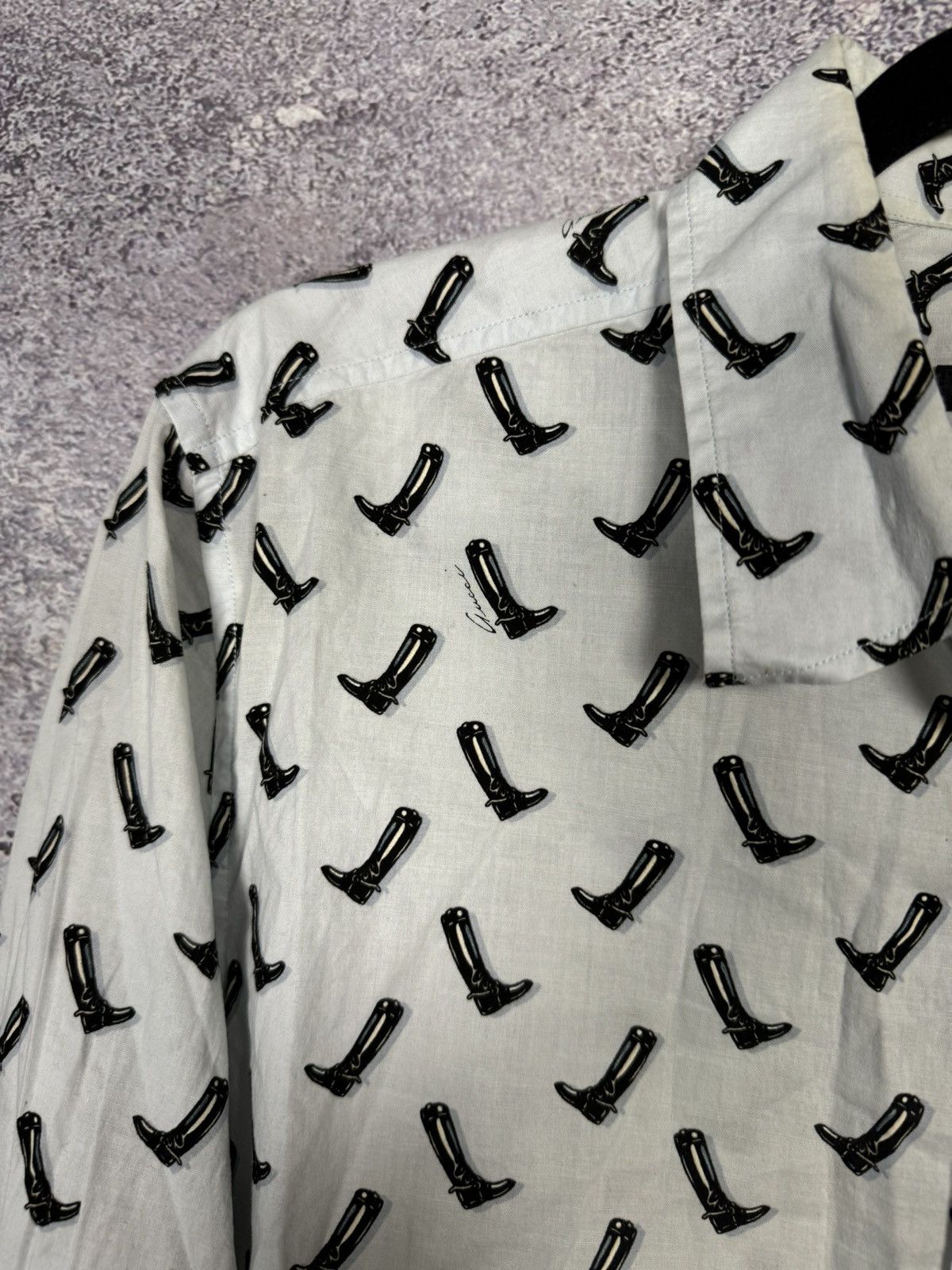 Gucci × Vintage GUCCI Shirt Button Up Printed Monogram Slim Fit White Size US M / EU 48-50 / 2 - 7 Thumbnail