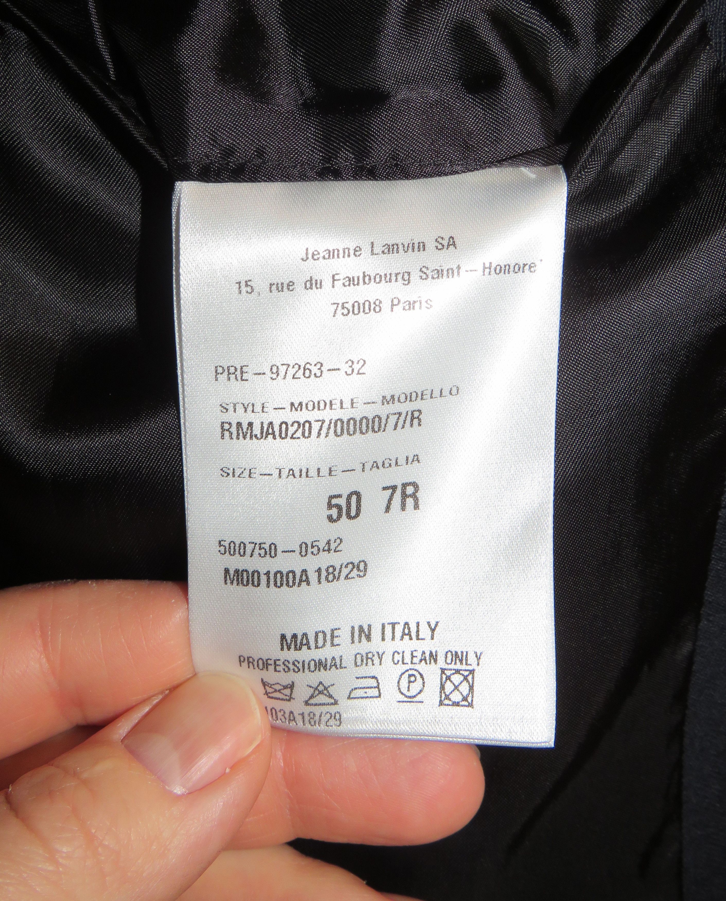 Lanvin Current Navy Blue Barathea Two Button Formal Suit 40R Size 40R - 16 Thumbnail