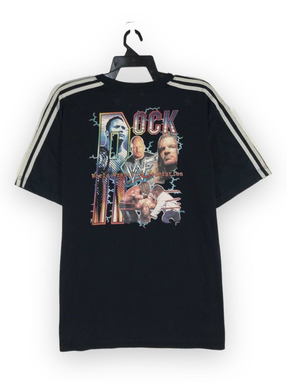 image of Vintage Wwf Mankind Triple H Stone Cold The Rock in Black, Men's (Size Large)