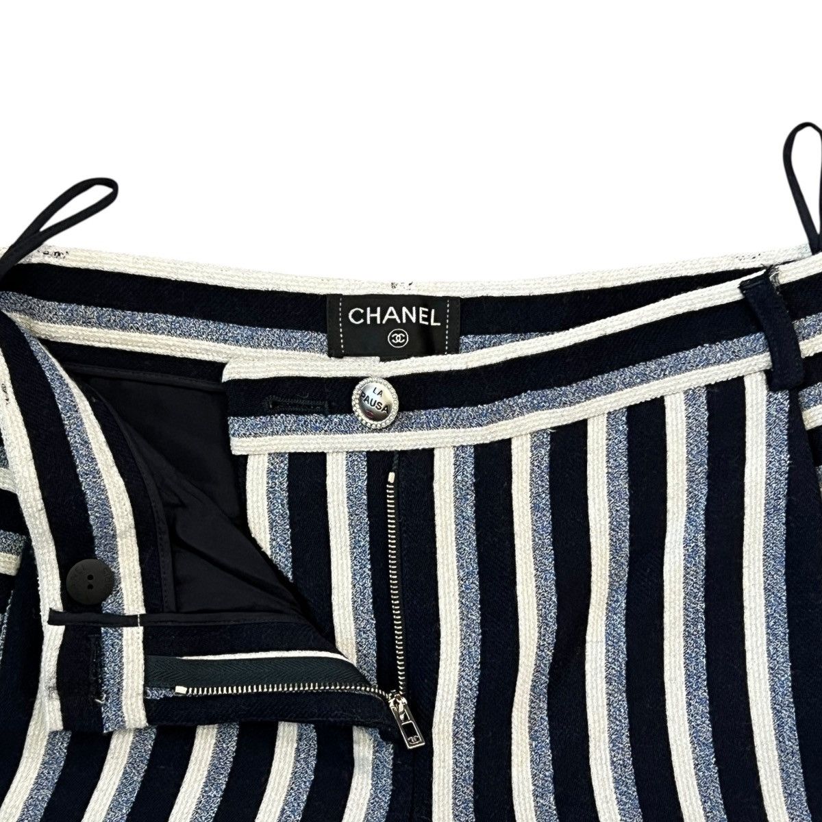 Chanel CHANEL 2019 Resort × Karl Lagerfeld Wool Striped Wide Pants Size US 30 / EU 46 - 5 Thumbnail