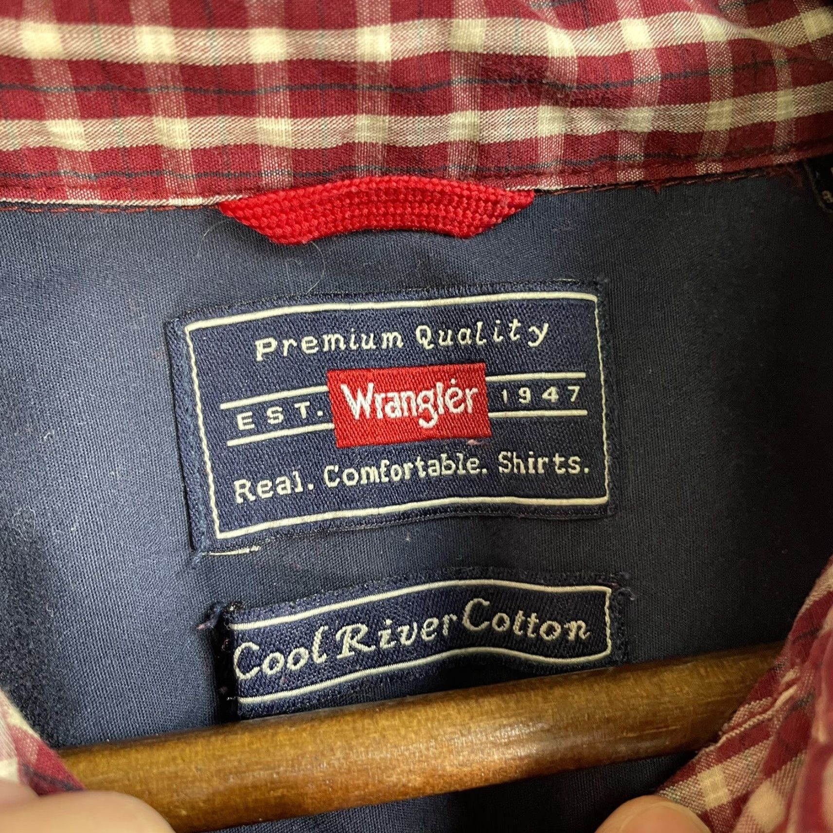 Wrangler Wrangler Shirt Mens L Red 100% Cotton Button-Up Long Sleeve Plaid Western Rockabilly Casual Vintage No Size US L / EU 52-54 / 3 - 5 Thumbnail