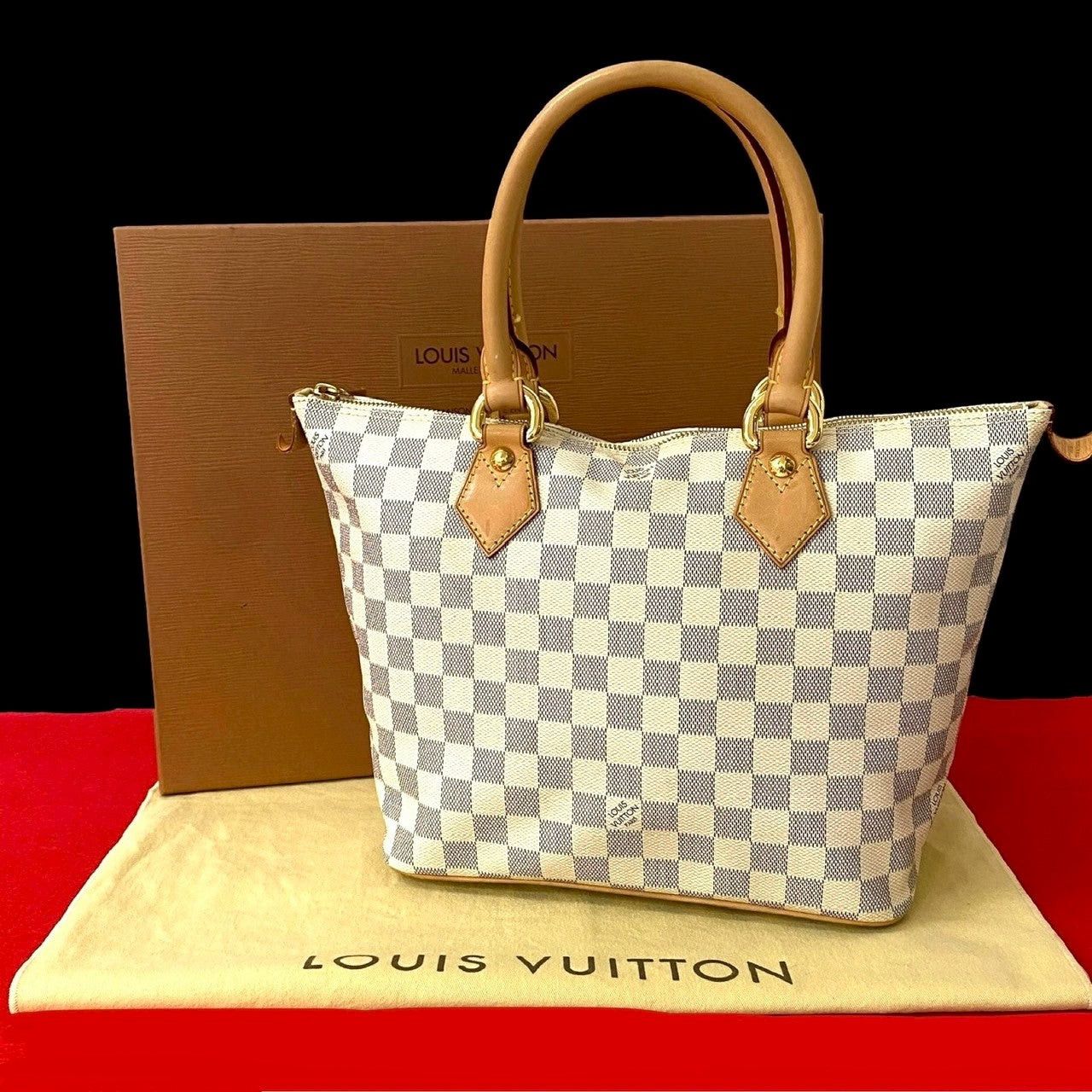 Louis Vuitton Tote Bag White Leather in Blue, Men's