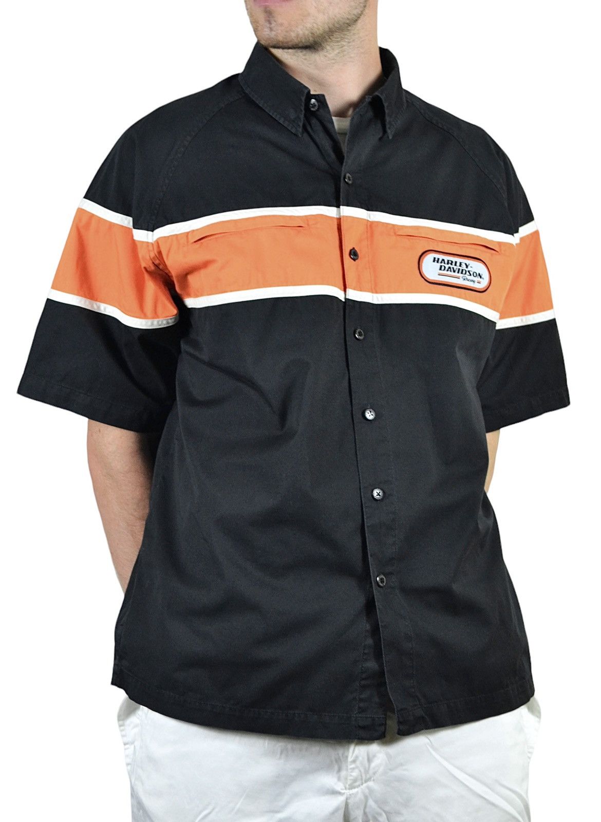 Harley Davidson Y2K Vintage Harley Davidson Big Logo Zip Pocket Racing Shirt Size US L / EU 52-54 / 3 - 5 Thumbnail