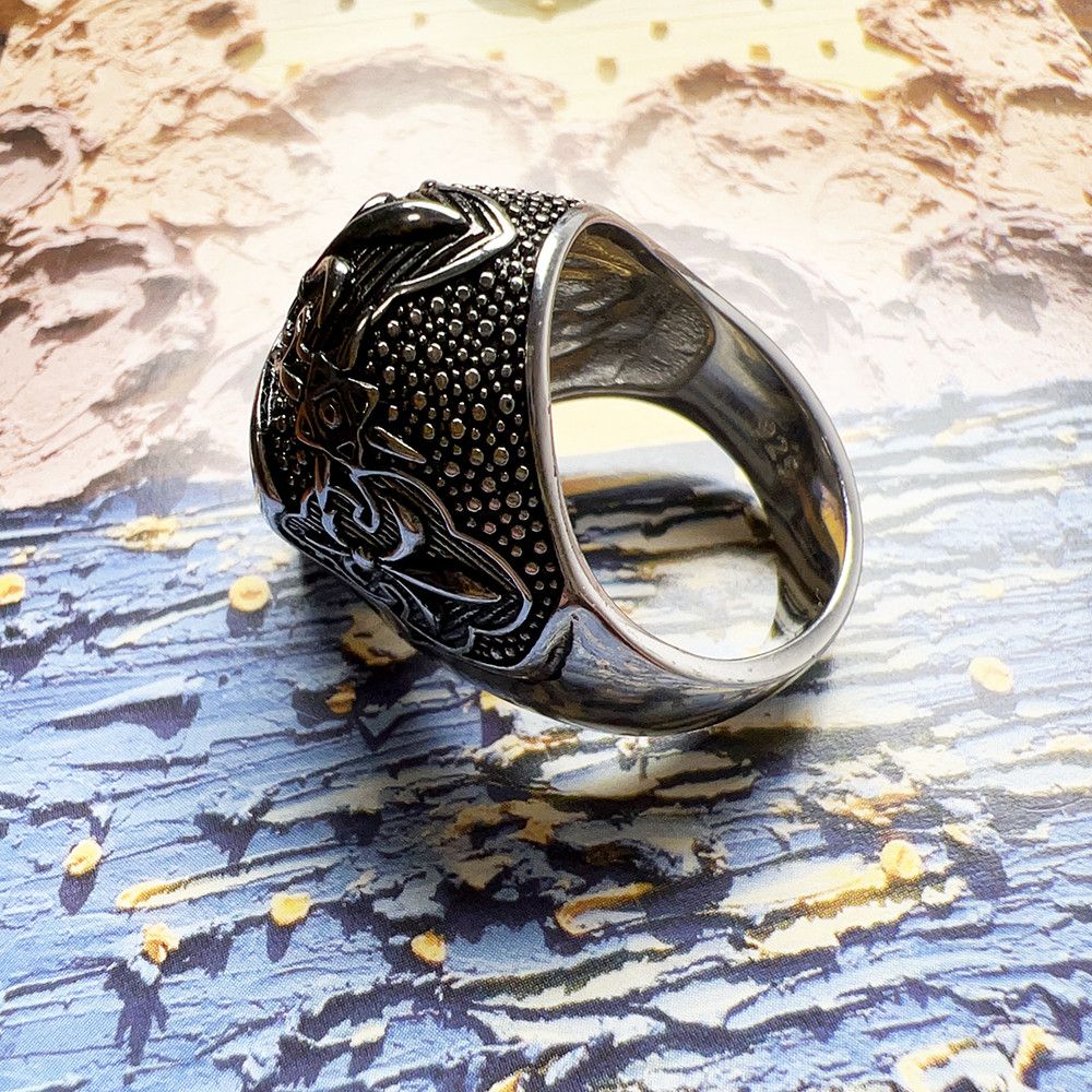 Japanese Brand 925 Sterling Silver Blackened Lily Skull Ring Size ONE SIZE - 2 Thumbnail