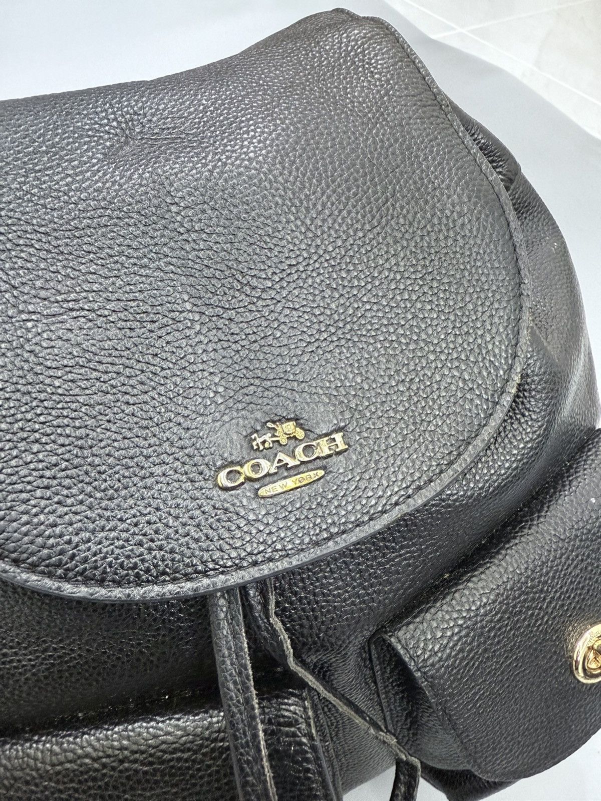 Coach Coach New York Signature Black Genuine Leather Backpack Size ONE SIZE - 4 Thumbnail