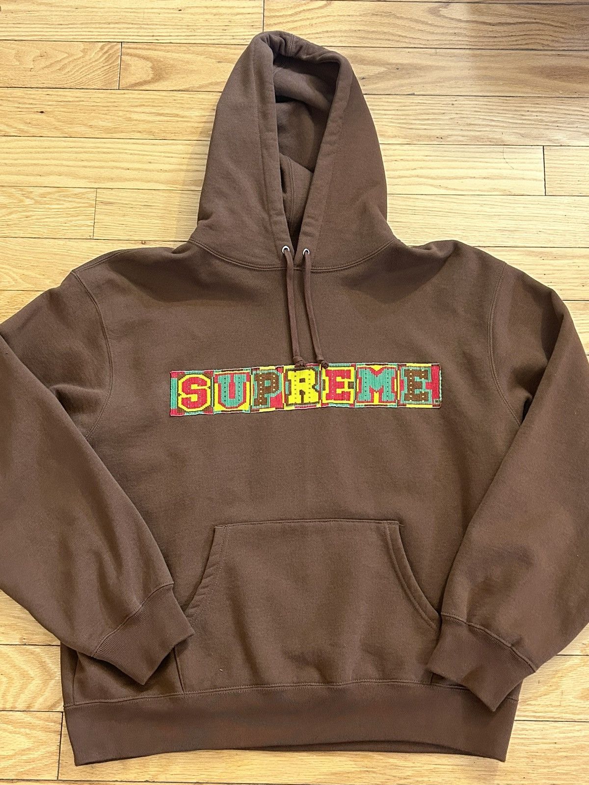 Supreme Supreme Beaded Hooded Sweatshirt Brown Medium | Grailed