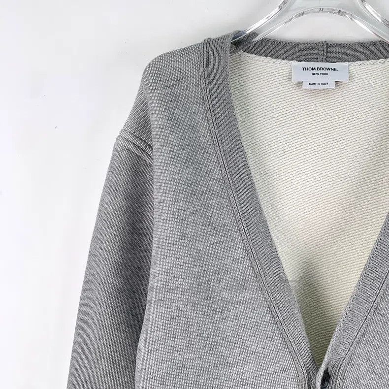 Thom Browne Thom Browne Light gray striped cotton cardigan Size US XS / EU 42 / 0 - 3 Thumbnail