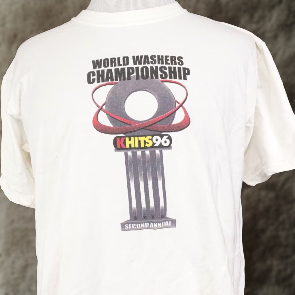 Gildan VINTAGE Gildan T-Shirt Unisex Adults Large White 2005 World Washers Championship St Louis Rado Station Sports Size US L / EU 52-54 / 3 - 1 Thumbnail