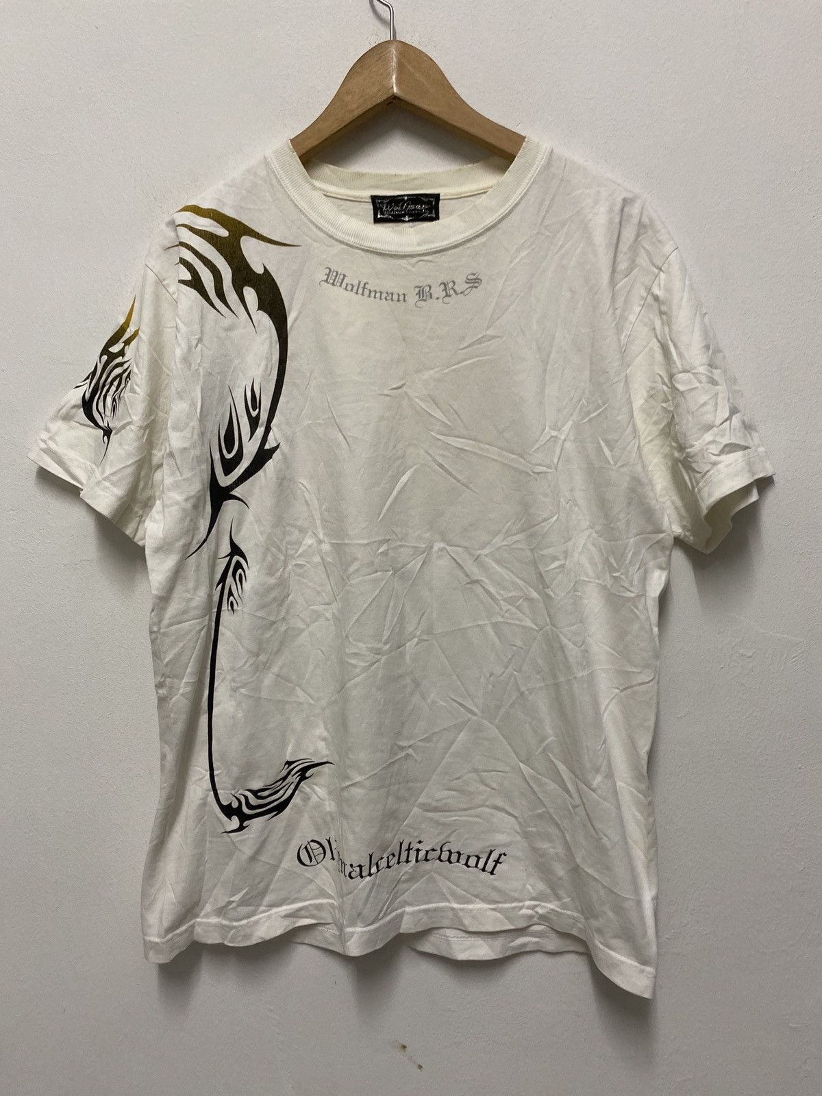 Vintage Wolfman B.R.S Original Celtic Wolf Tribal Graphic Tee 90s Size US M / EU 48-50 / 2 - 3 Thumbnail