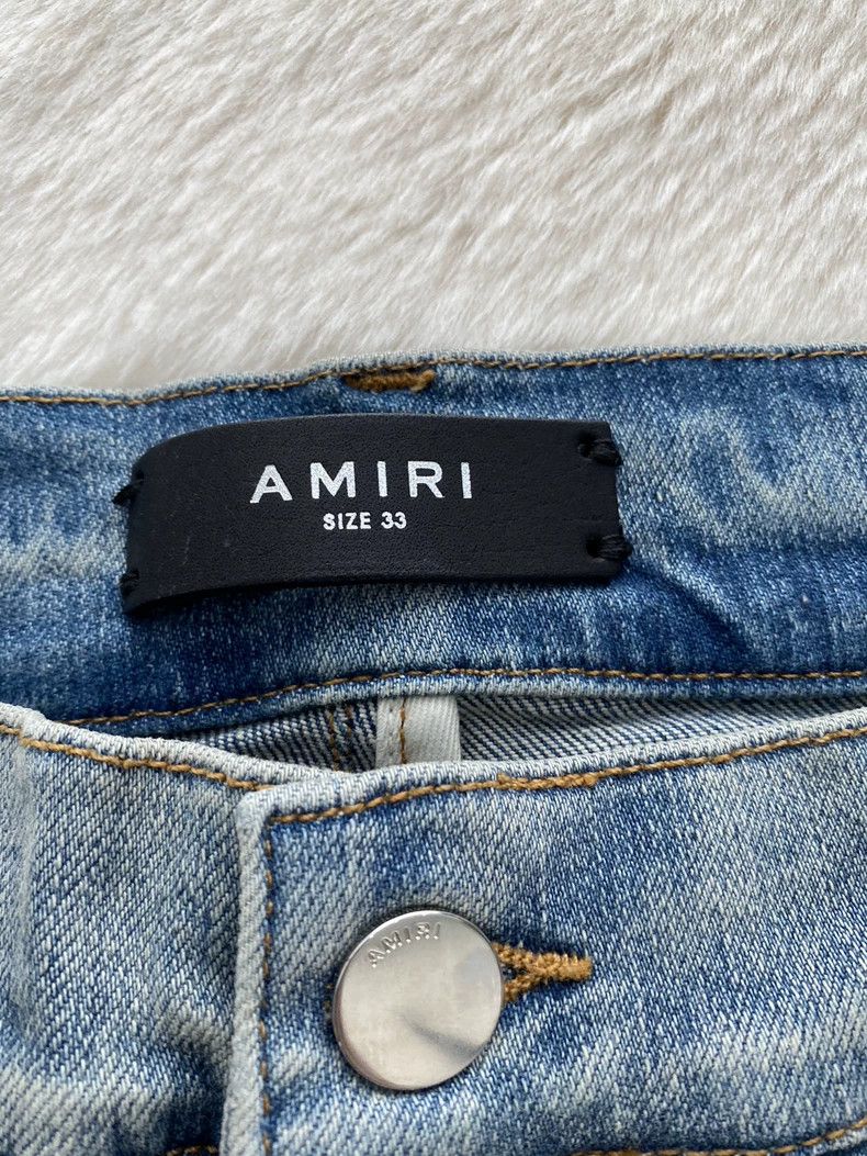 Amiri Amiri Washed Blue Patchwork Military Patch Denim Jean Size US 33 - 2 Thumbnail