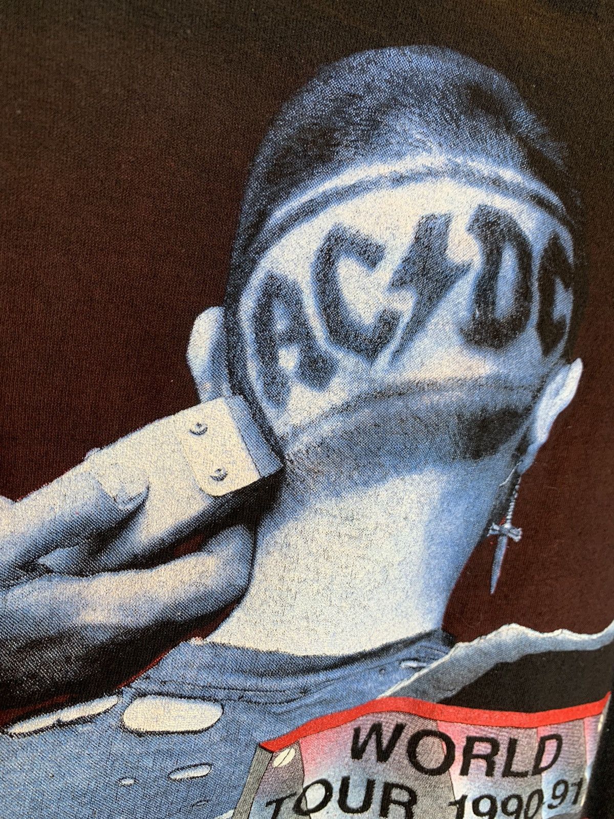 Band Tees RARE* Vintage 1990 AC/DC The Razors Edge Haircut Art T-Shirt Size US L / EU 52-54 / 3 - 8 Thumbnail