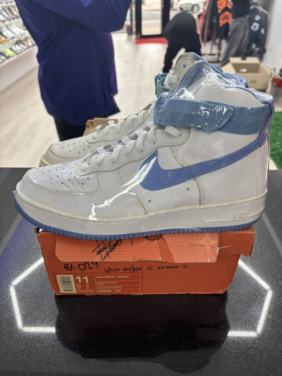Nike Nike Air Force 1 High OG White University Blue Sail Size US 11 / EU 44 - 3 Thumbnail
