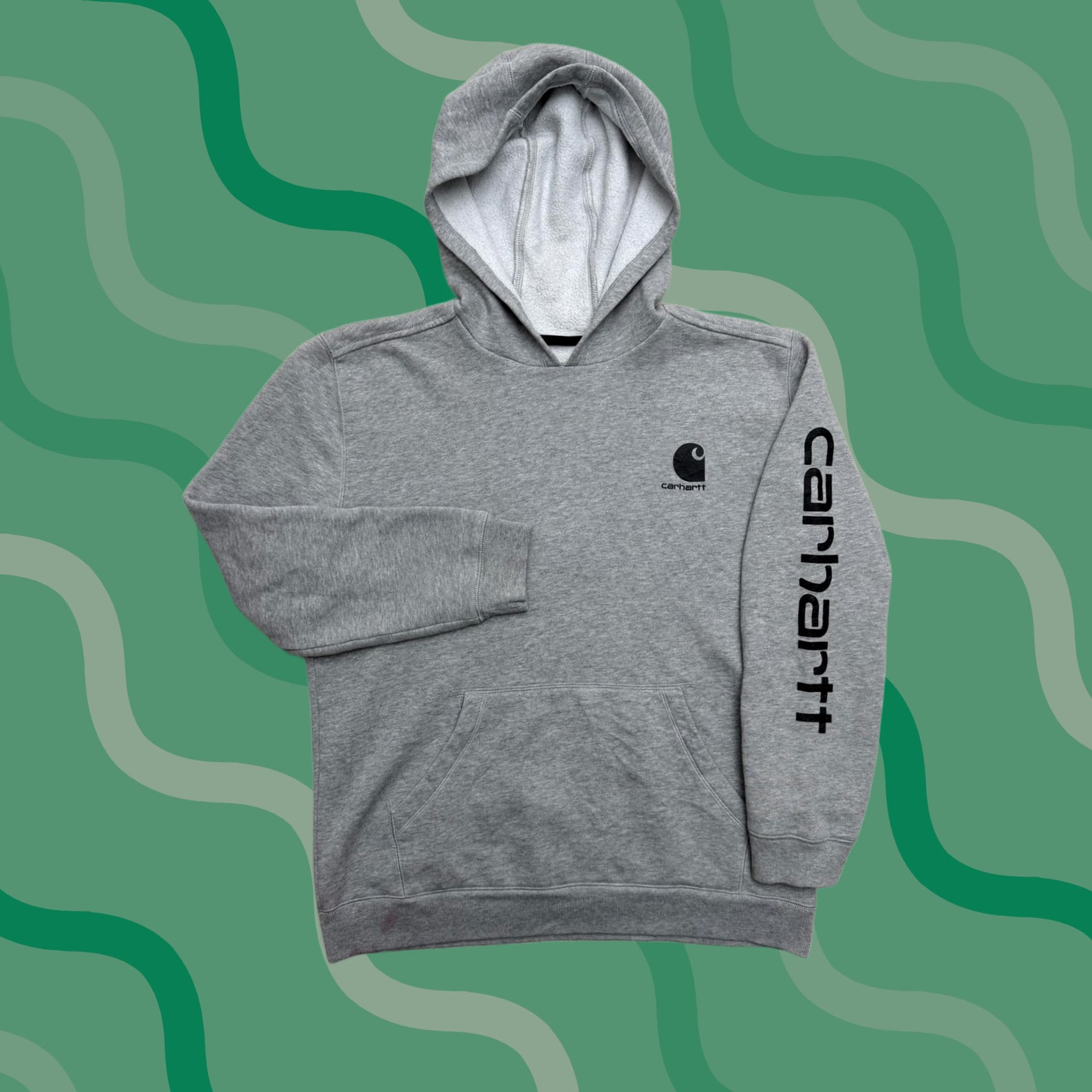 Carhartt VINTAGE Carhartt Hoodie Shirt Mens S Gray Sleeve Logo Fleece Pullover Workwear Size US S / EU 44-46 / 1 - 1 Thumbnail