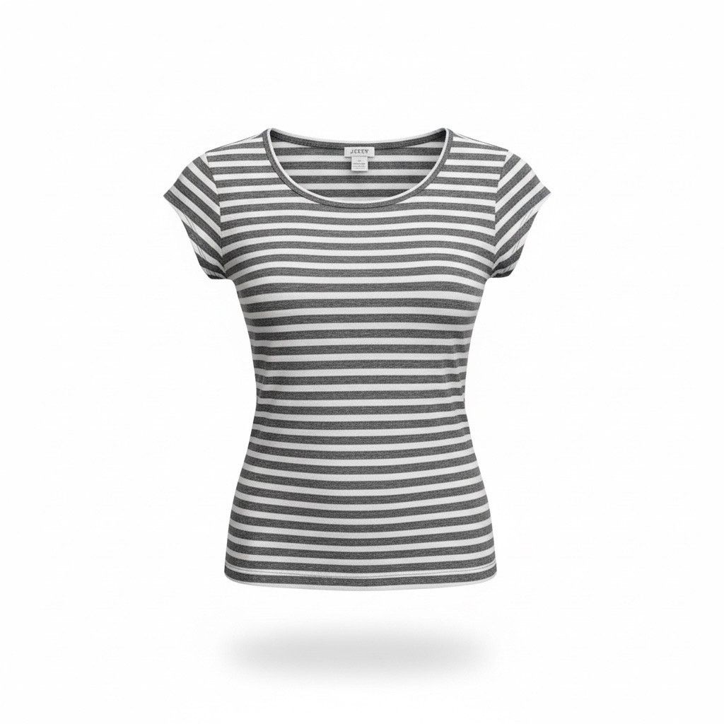 J.Crew J.Crew Women’s Small S Gray White Striped Short Sleeve Tee Size S / US 4 / IT 40 - 1 Thumbnail