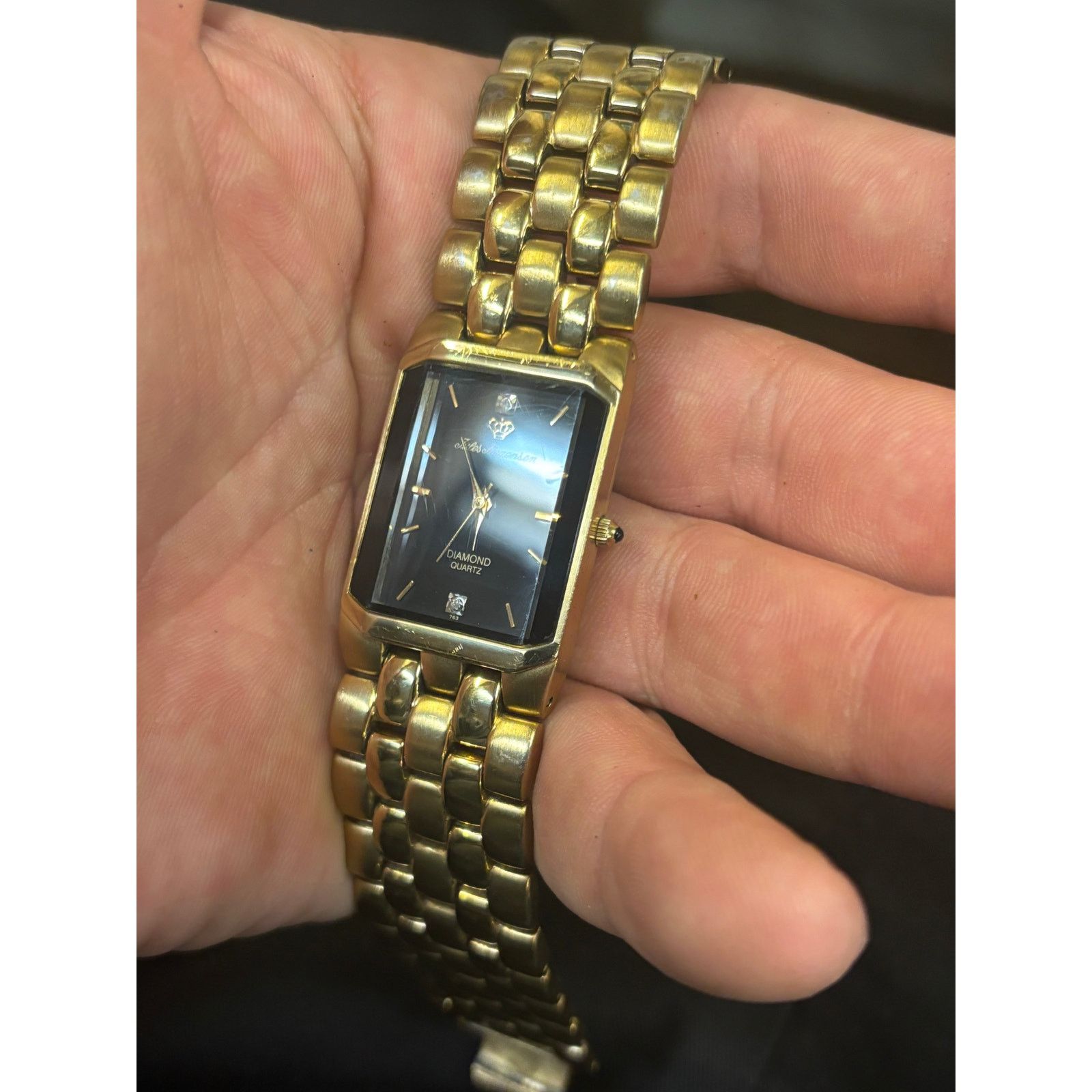 (B).Stroy Jueles Jurgensen Beveled Bezel Gold Tone Mens Watch! Size ONE SIZE - 8 Thumbnail