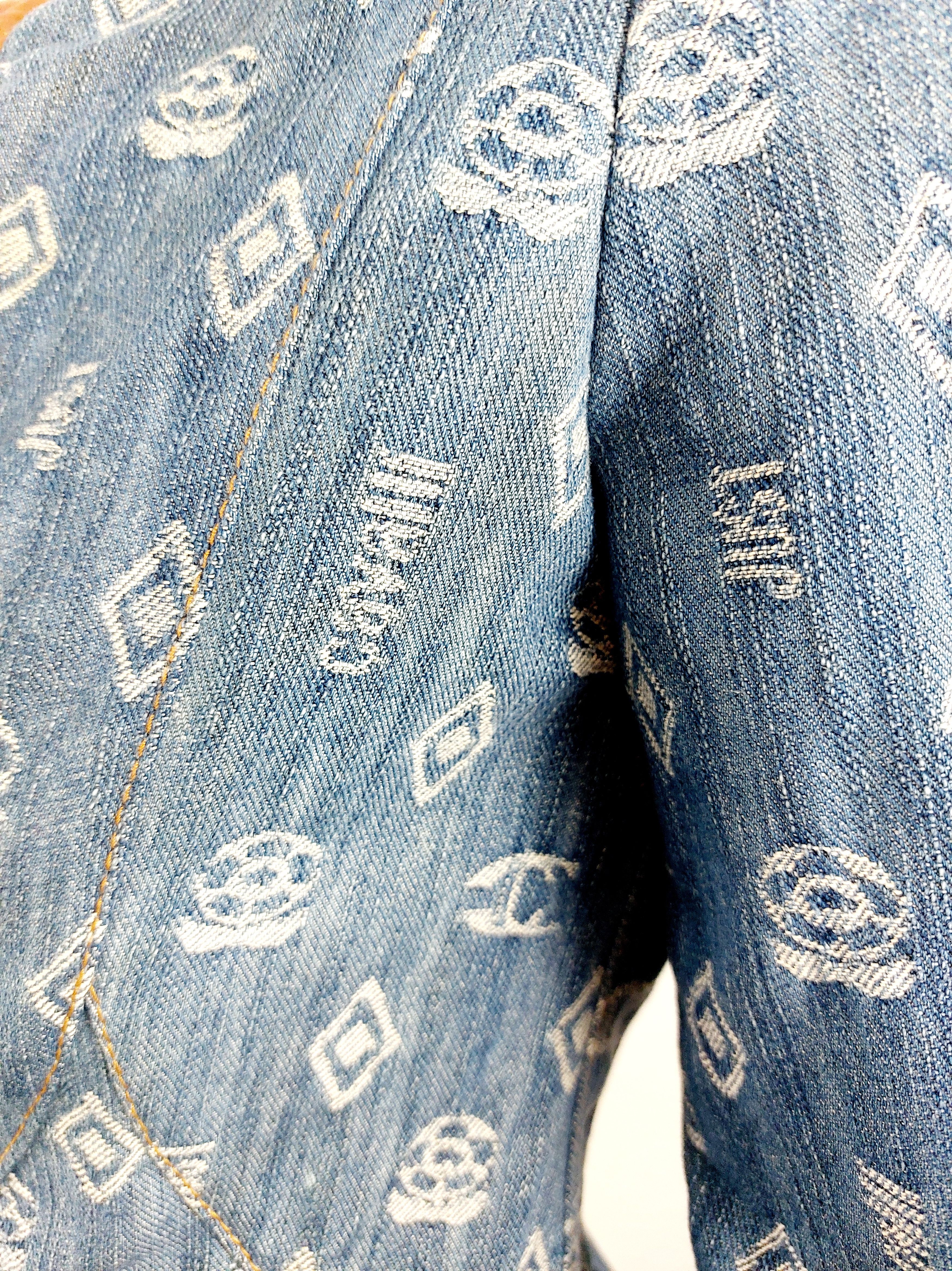 Roberto Cavalli Roberto Cavalli Leather Denim Monogram Logo Jeans Jacket Size S / US 4 / IT 40 - 10 Thumbnail
