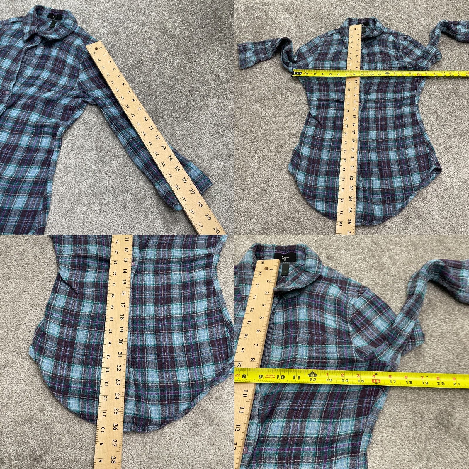 AQUA Aqua by Bloomingdale's Button-Down Shirt Women Small Multicolor Plaid Long Sleeve Size S / US 4 / IT 40 - 8 Thumbnail