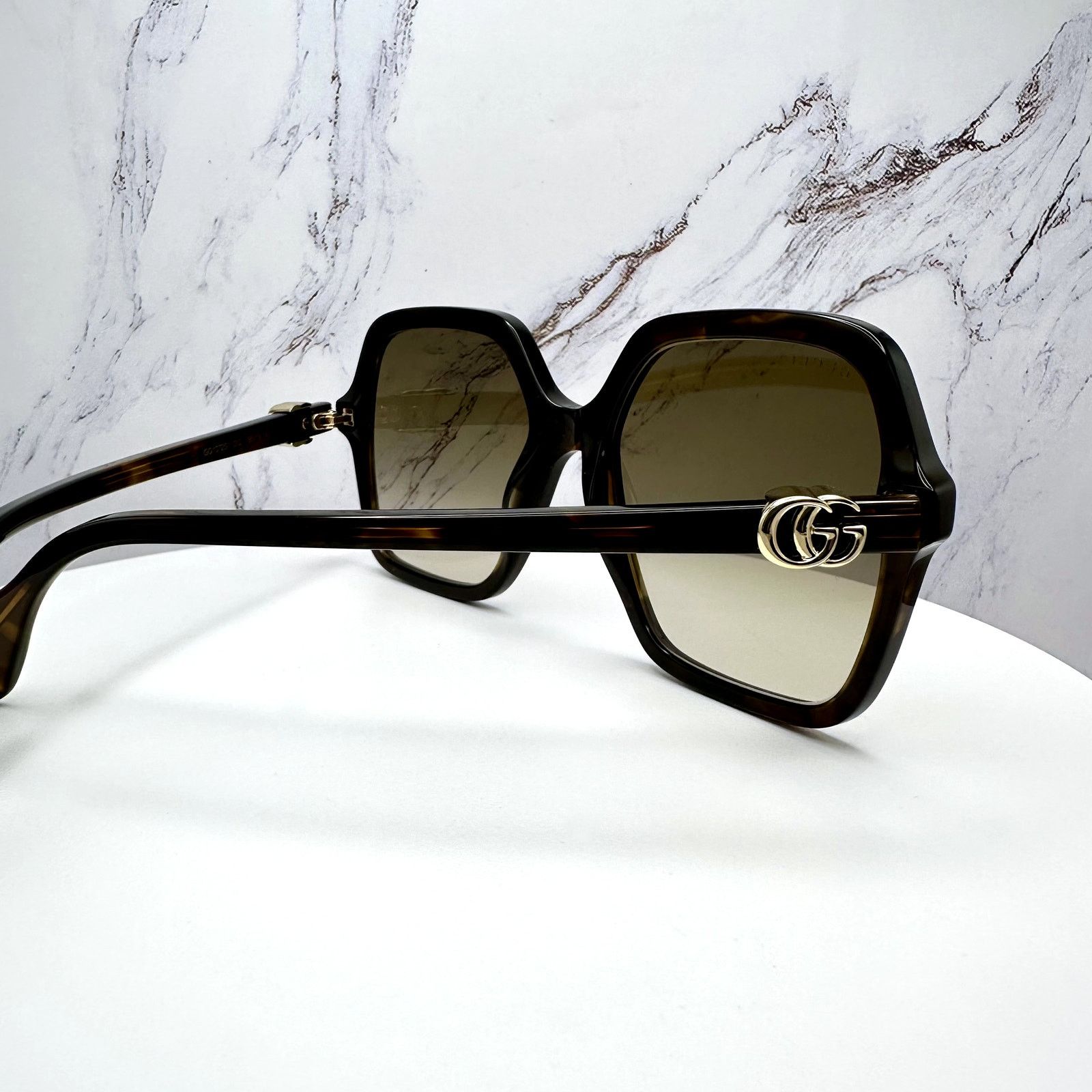 Gucci New GUCCI Sunglasses Brown Square Gold Metal GG Logo Size ONE SIZE - 19 Thumbnail