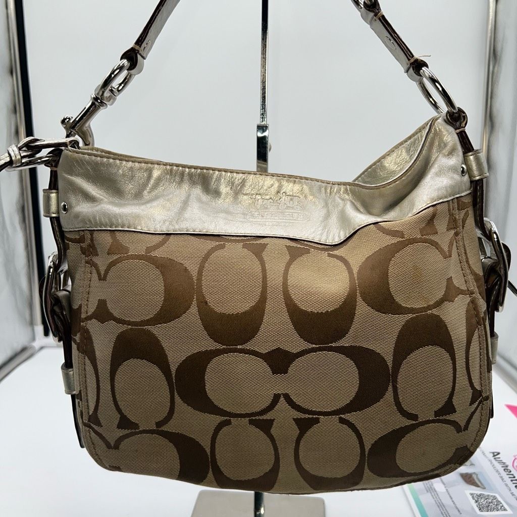Coach COACH Signature ZOE HOBO Khaki/metallic Jacquard Leather Bag Size ONE SIZE - 1 Thumbnail