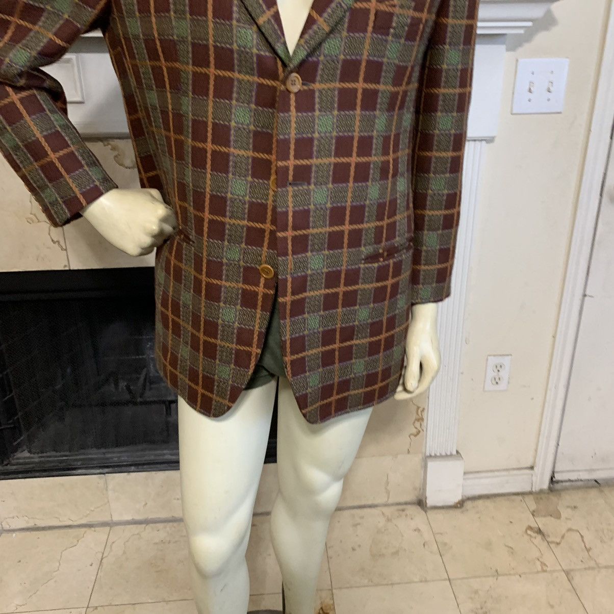 Byblos × Vintage Plaid Wool 3Btn Blazer (Rare) Size 40R - 3 Thumbnail