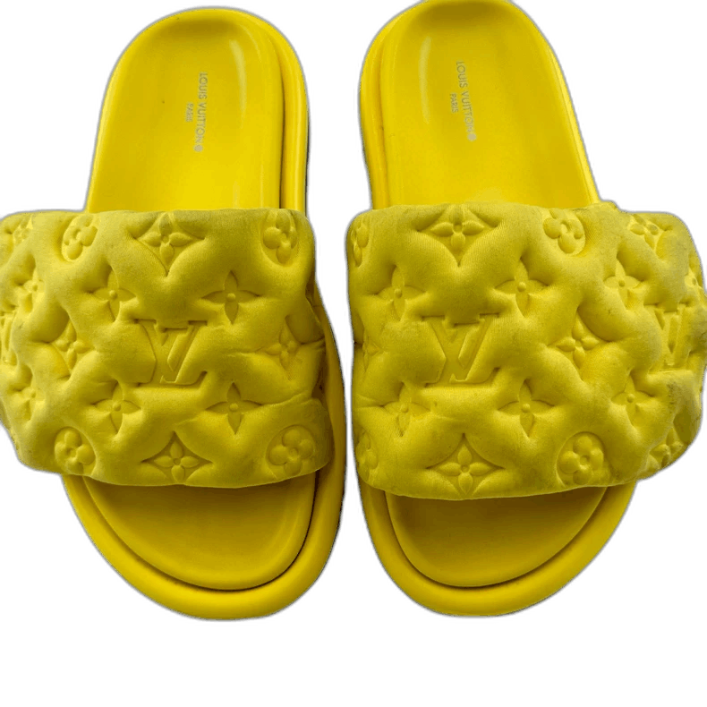 Louis Vuitton Yellow Slides with Velcro Strap -2505