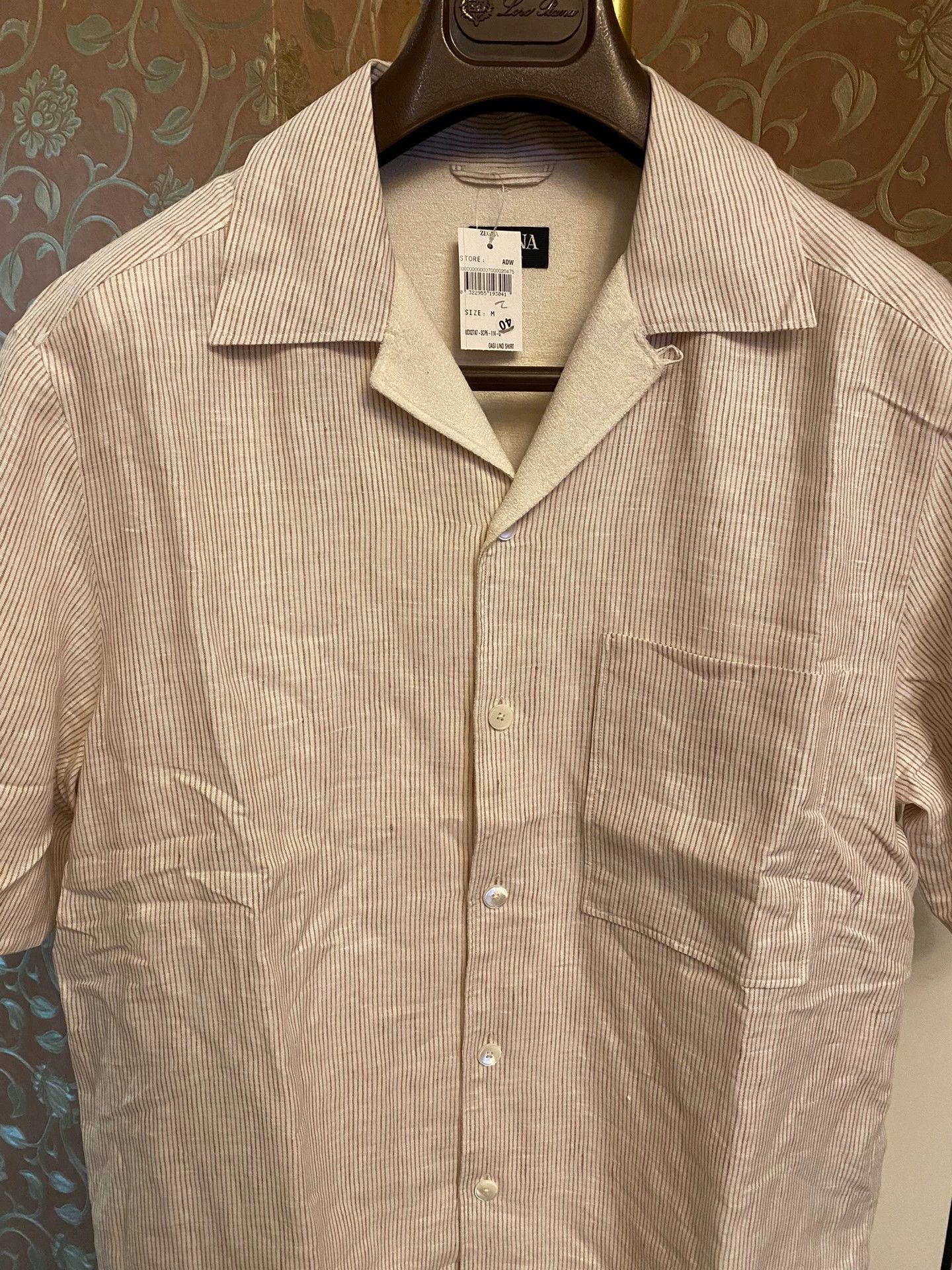Ermenegildo Zegna ZEGNA Cuban Collar OASI LINO Linen SS Shirt Swiss Size US M / EU 48-50 / 2 - 2 Thumbnail