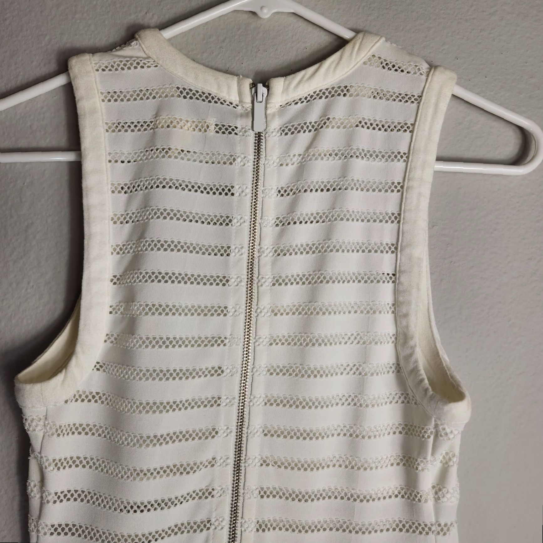 Urban Outfitters Urban Outfitters Silence + Noise Ivory Bodycon Eyelet Cutout Mini Dress Sleeveless S Womens Size S / US 4 / IT 40 - 6 Thumbnail