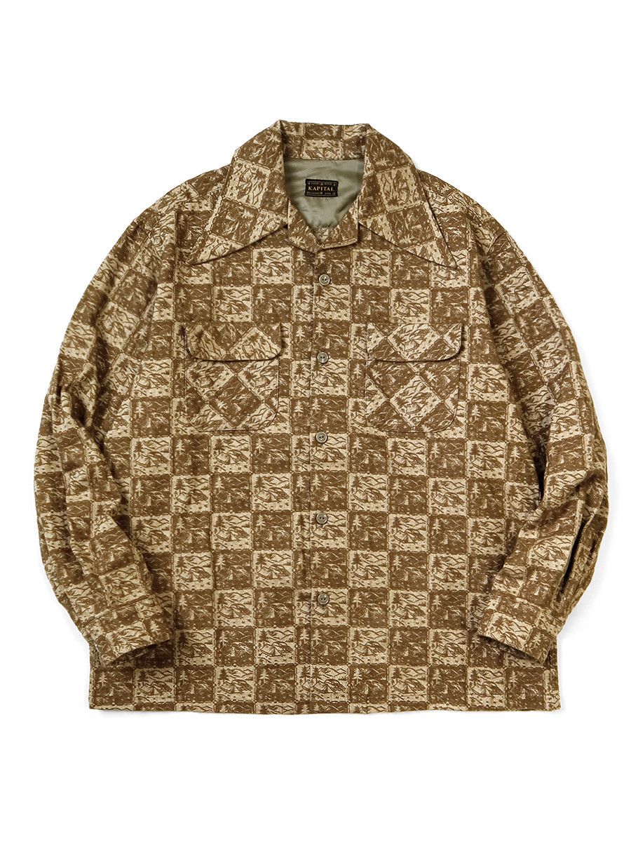 Kapital Kapital CAMP Jacquard Nel Wrinkle Collar Board Shirt Size US L / EU 52-54 / 3 - 1 Thumbnail