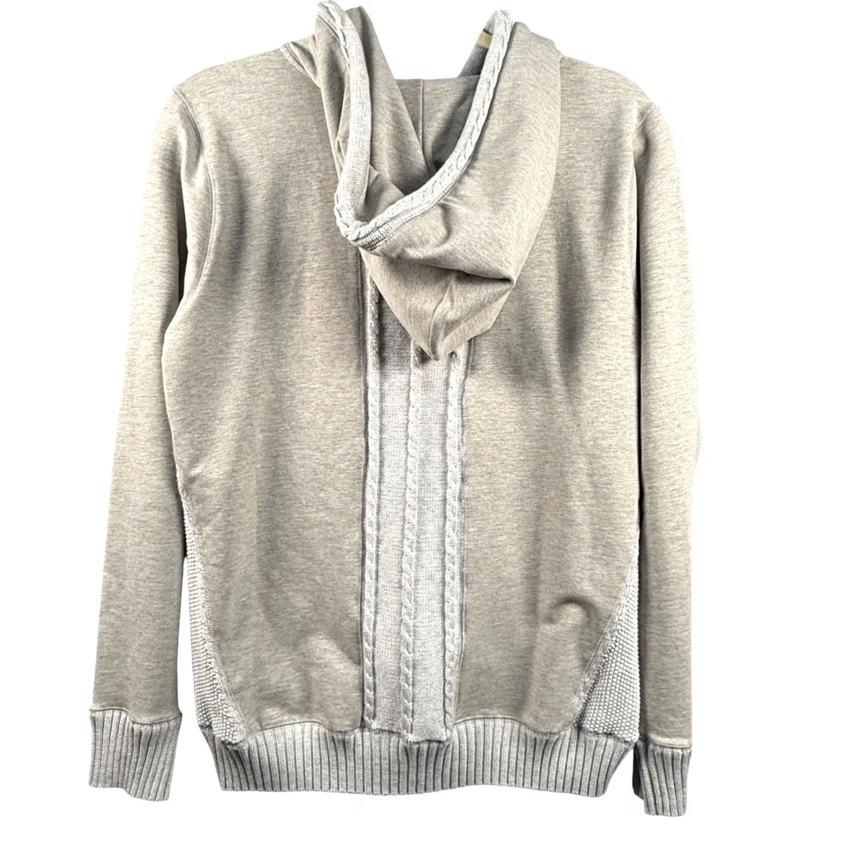 Vintage BYLYSE Cable Knit Trim Full Zip Hoodie Sweatshirt Mixed Media Coastal Grandma L Womens Size L / US 10 / IT 46 - 3 Thumbnail