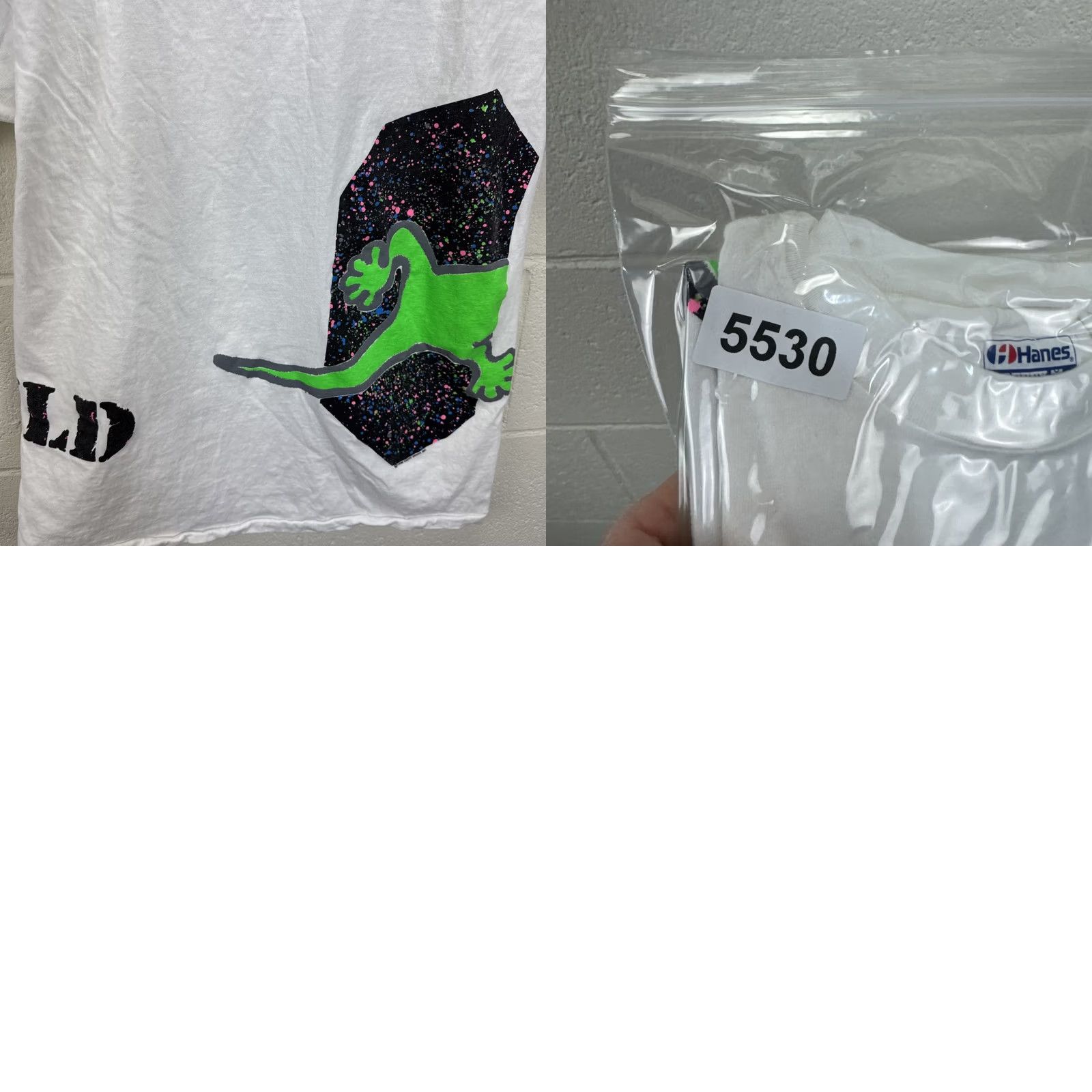 Hanes VINTAGE Gecko Hawaii T-Shirt Large White 80s Neon Print Beachy Surfer Mens Size US L / EU 52-54 / 3 - 10 Thumbnail