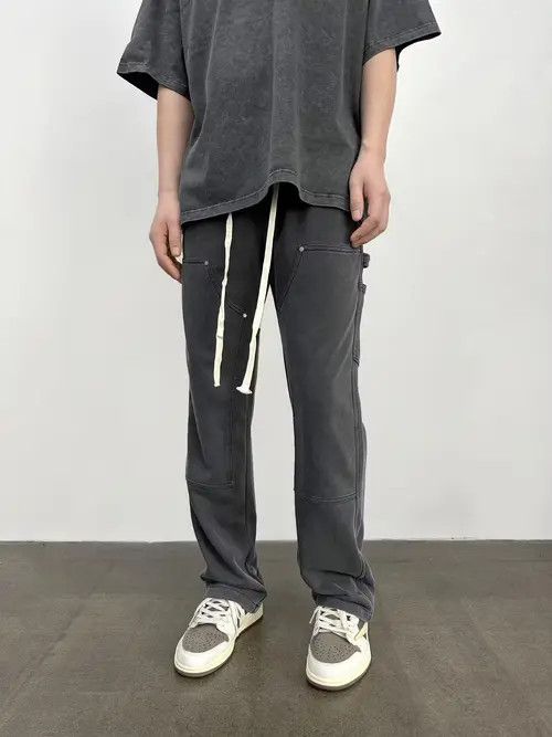 image of Vintage Sports Faded Double Knee Pants in Grey, Men's (Size 32)