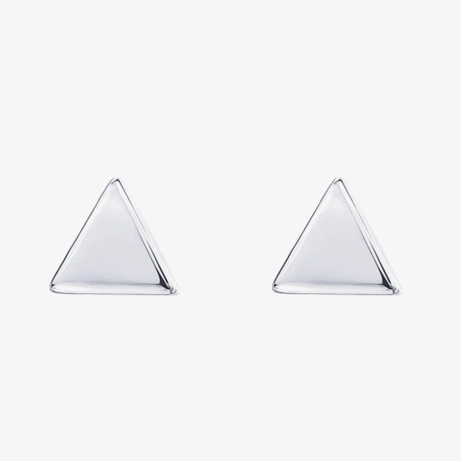Vintage NWB PAVOI 14K White Gold Plated Triangle Disc Stud Earrings Size ONE SIZE - 7 Thumbnail