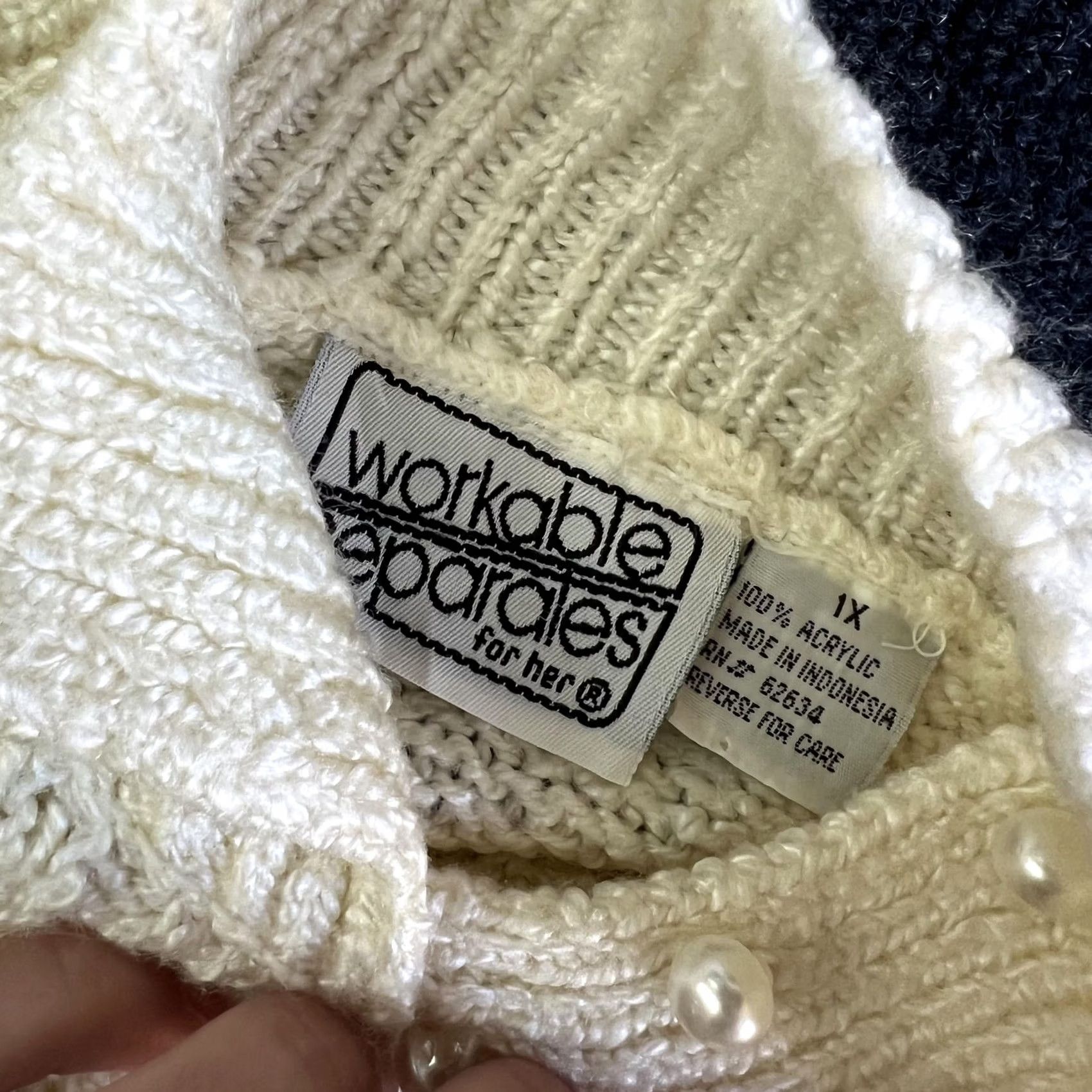 Vintage VINTAGE Workable Separates Sweater Womens 1X White Cable Knit Mock Neck Raglan Size XL / US 12-14 / IT 48-50 - 3 Thumbnail