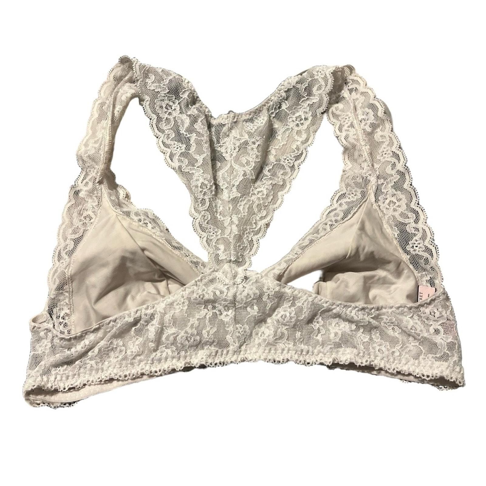 Other VICTORIA'S SECRET Bralette M/M White Racerback Lace Floral Size ONE SIZE - 2 Thumbnail
