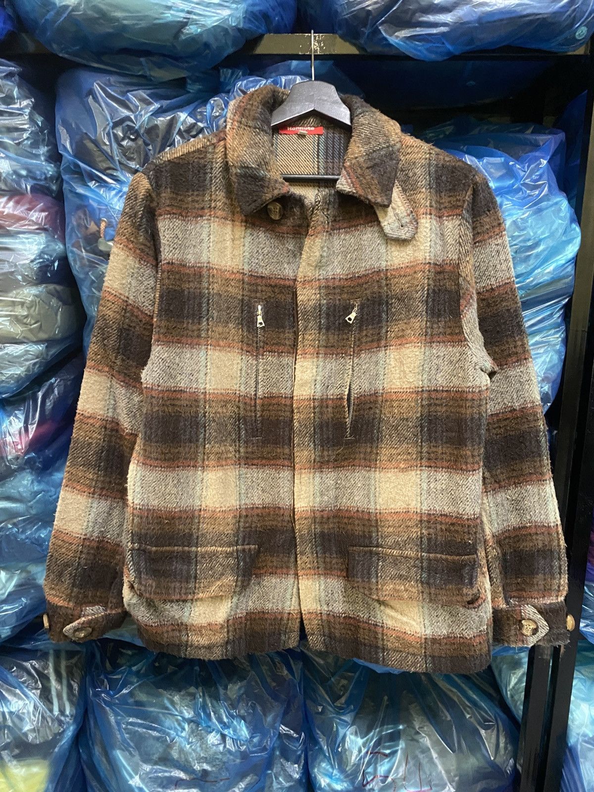 Japanese Brand Vintage Honnete France Wool Blend Plaid Jacket Size US S / EU 44-46 / 1 - 1 Thumbnail