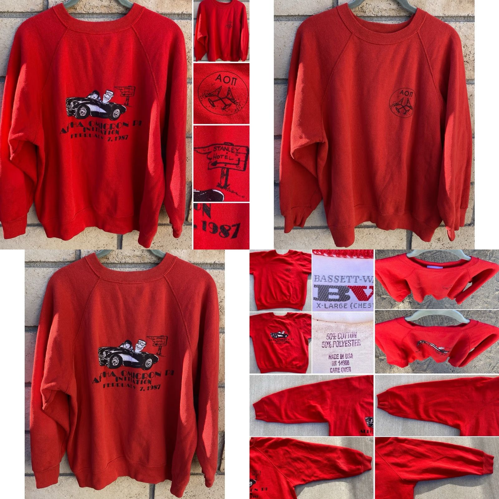 Vintage VINTAGE Alpha Omicron PI Initiation February 7 1987 Raglan Sweatshirt Size XL Red Graphic Print Men Pullover 80s University Cars"} Size US XL / EU 56 / 4 - 9 Thumbnail