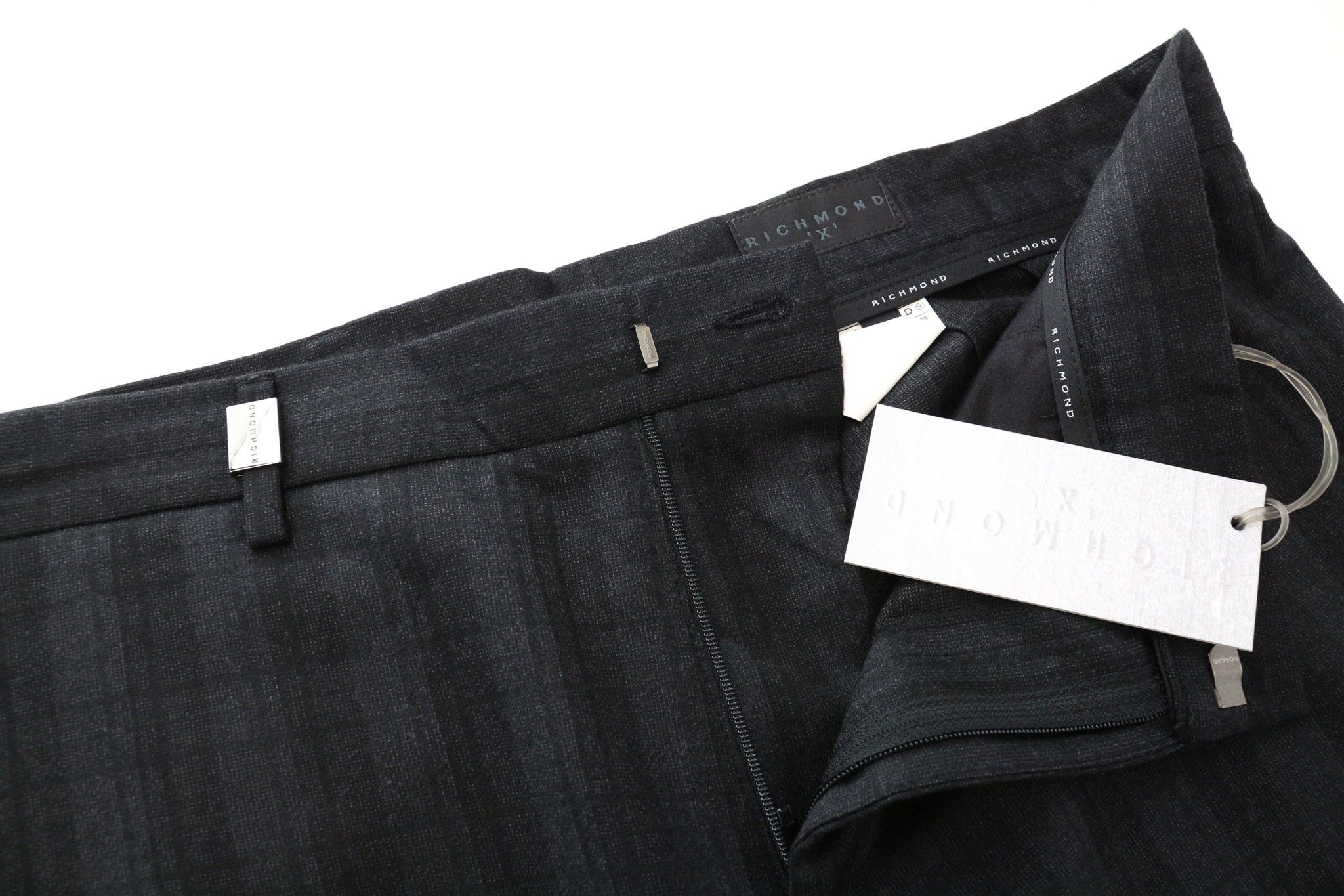 John Richmond 48 Dark Grey Wool Patterned Trousers 74269 Size US 32 / EU 48 - 3 Thumbnail