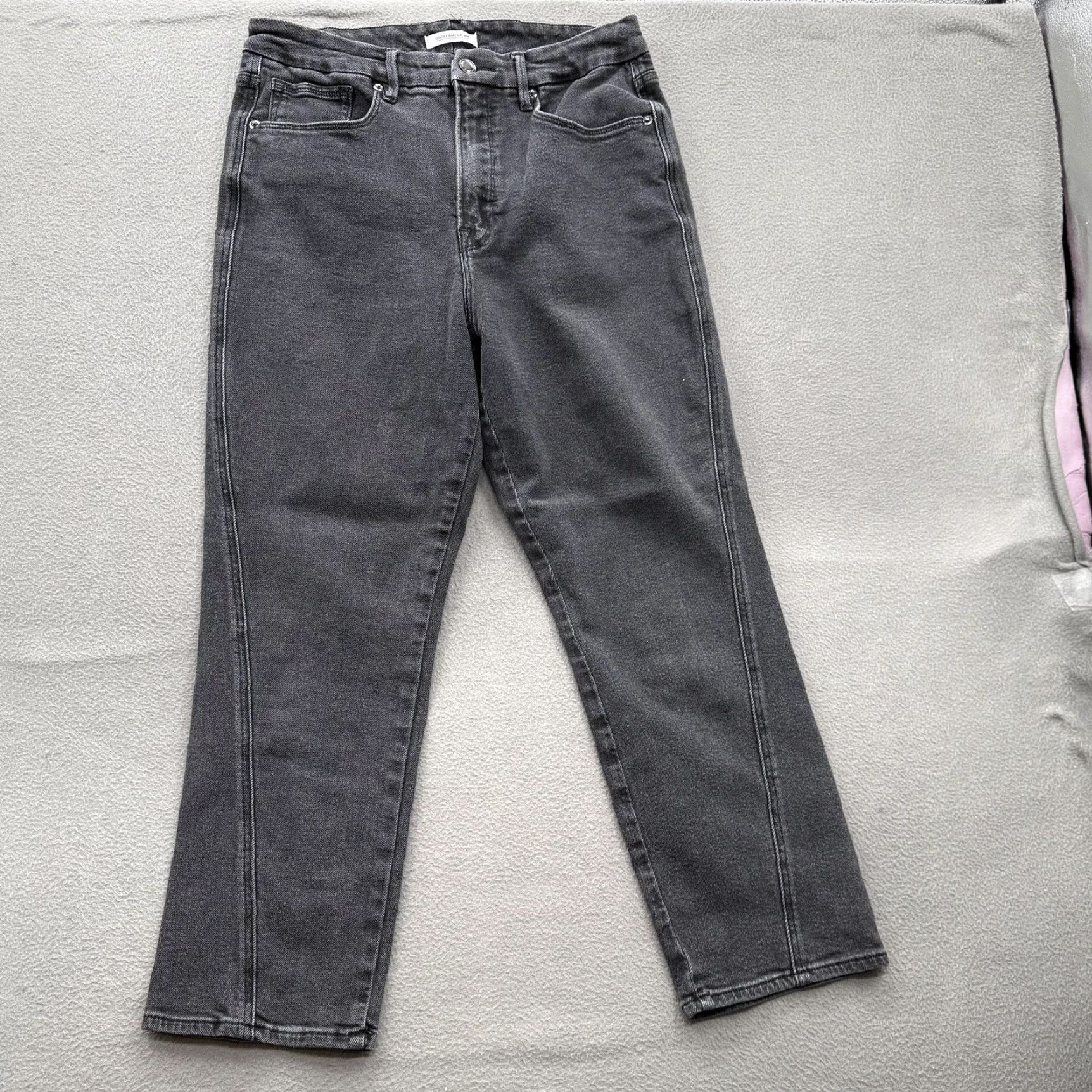 Good American Good American Jeans Womens 16/32 Charcoal Wash High Rise Straight Crop Denim Jeans Size 38" / US 16 / IT 52 - 2 Thumbnail