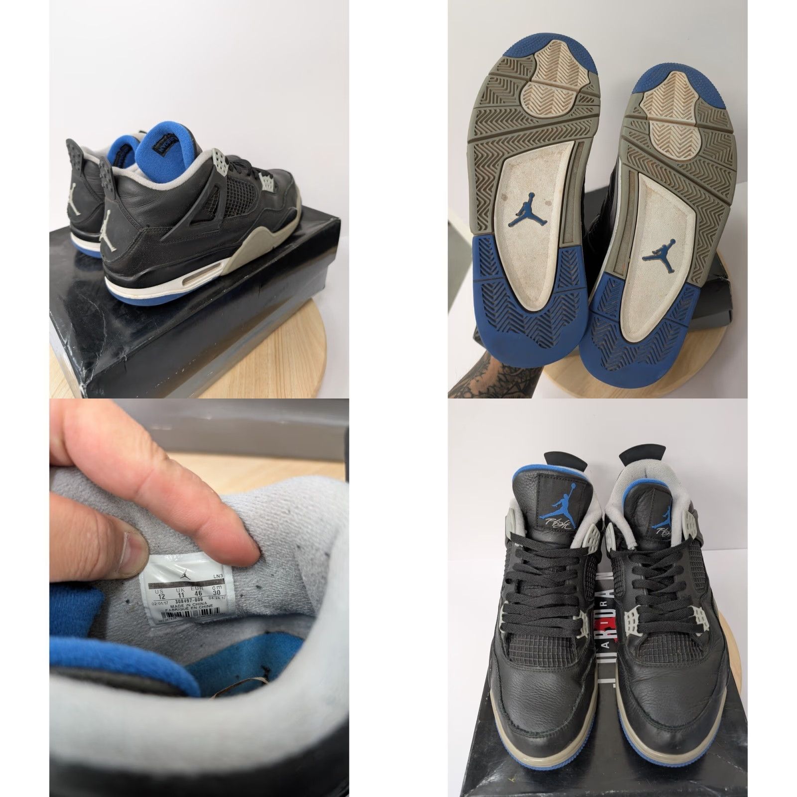 Jordan Brand Nike Jordan 4 Retro Motorsports Alternate 2017 Mens 12 Black Authentic Rep Box Size US 9 / EU 42 - 8 Thumbnail