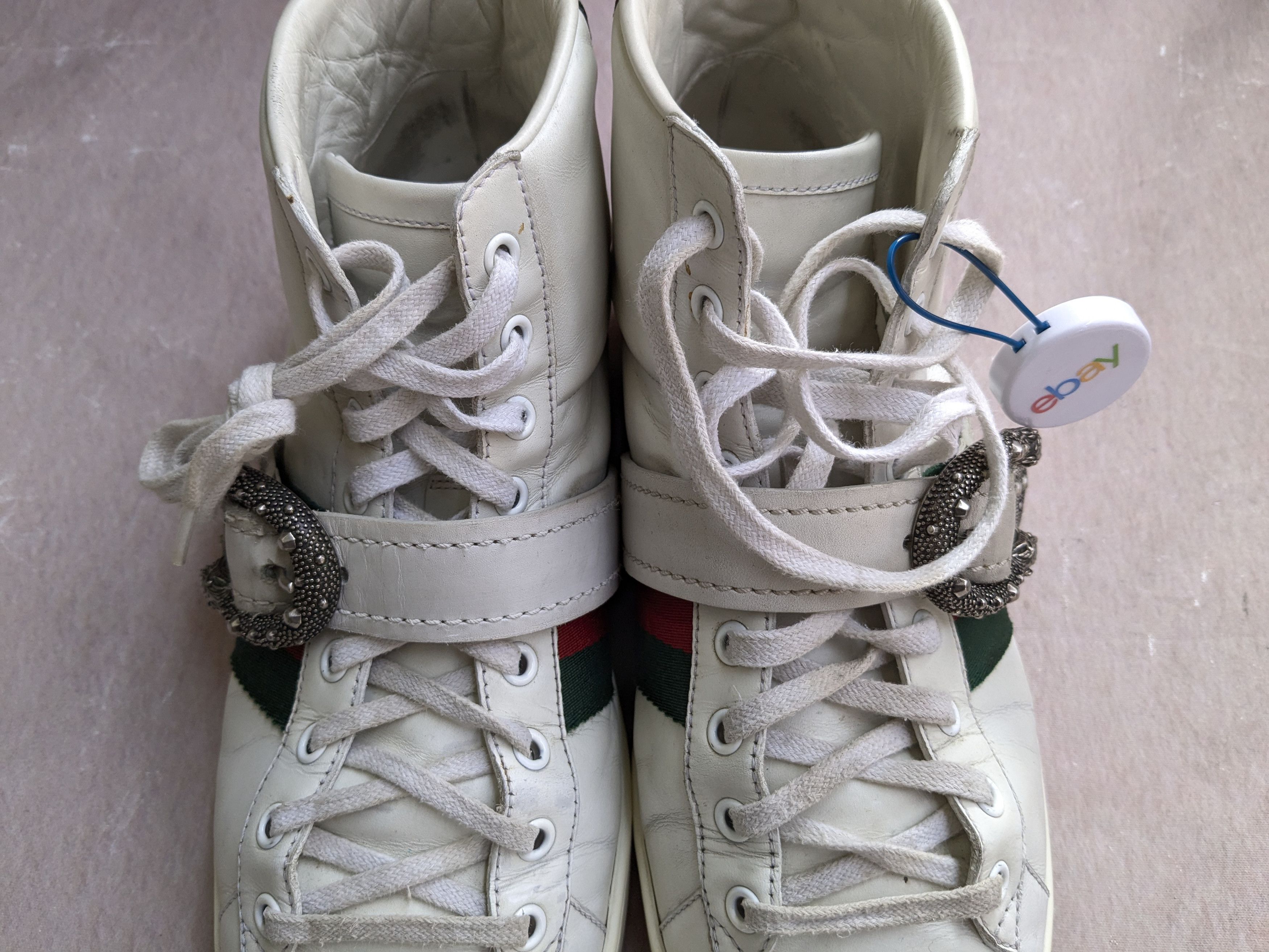 Gucci Gucci Ace Sneakers White Leather High Tops 8.5 Dionysus Size US 8.5 / EU 41-42 - 6 Thumbnail