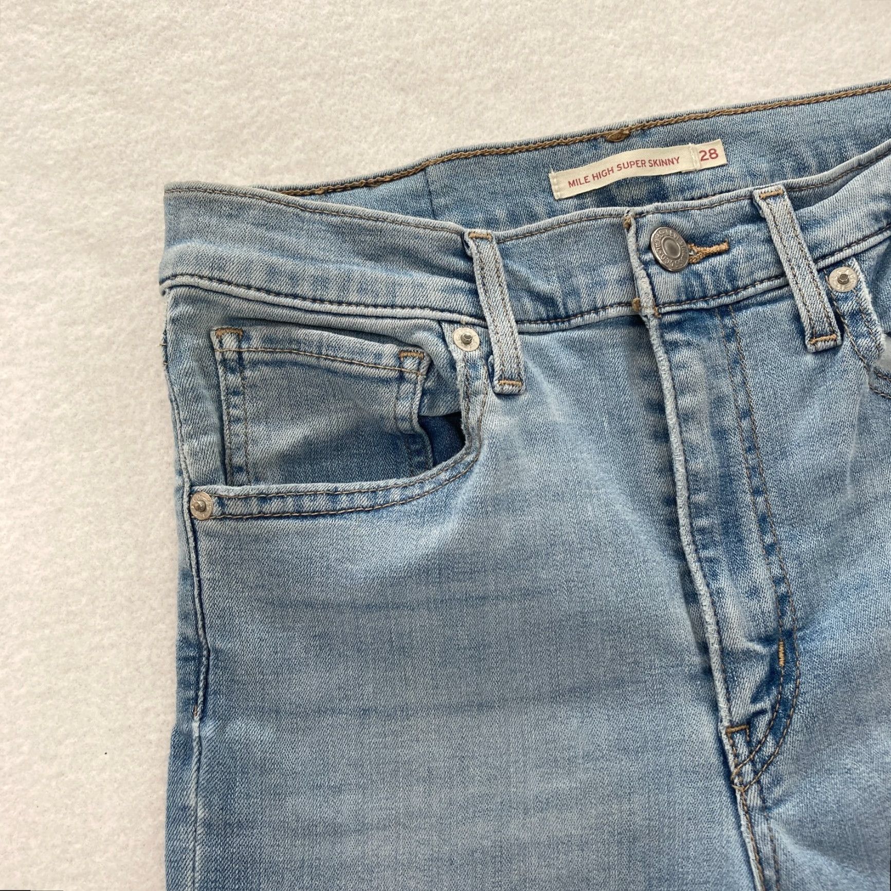 Levi's Levi's Mile High Super Skinny Jeans Women's 28 Light Wash Denim Cropped Slim 5-Pocket Design Blue (Inseam 26) Size 28" / US 6 / IT 42 - 4 Thumbnail