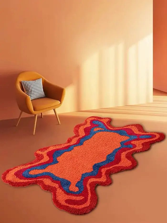 Handmade Groovy Tufted Fluffy Trippy Abstract Area Rug Home Size ONE SIZE - 1 Thumbnail