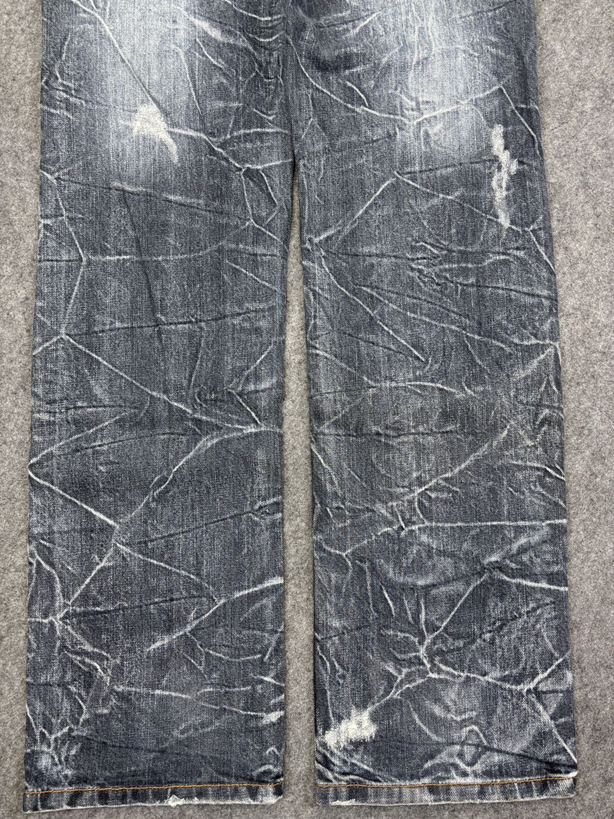 Japanese Brand 🔥DOUBLE WAIST🔥NYLAUS JEANS Thunder Fades Punk Denim F894 Size US 31 - 9 Thumbnail
