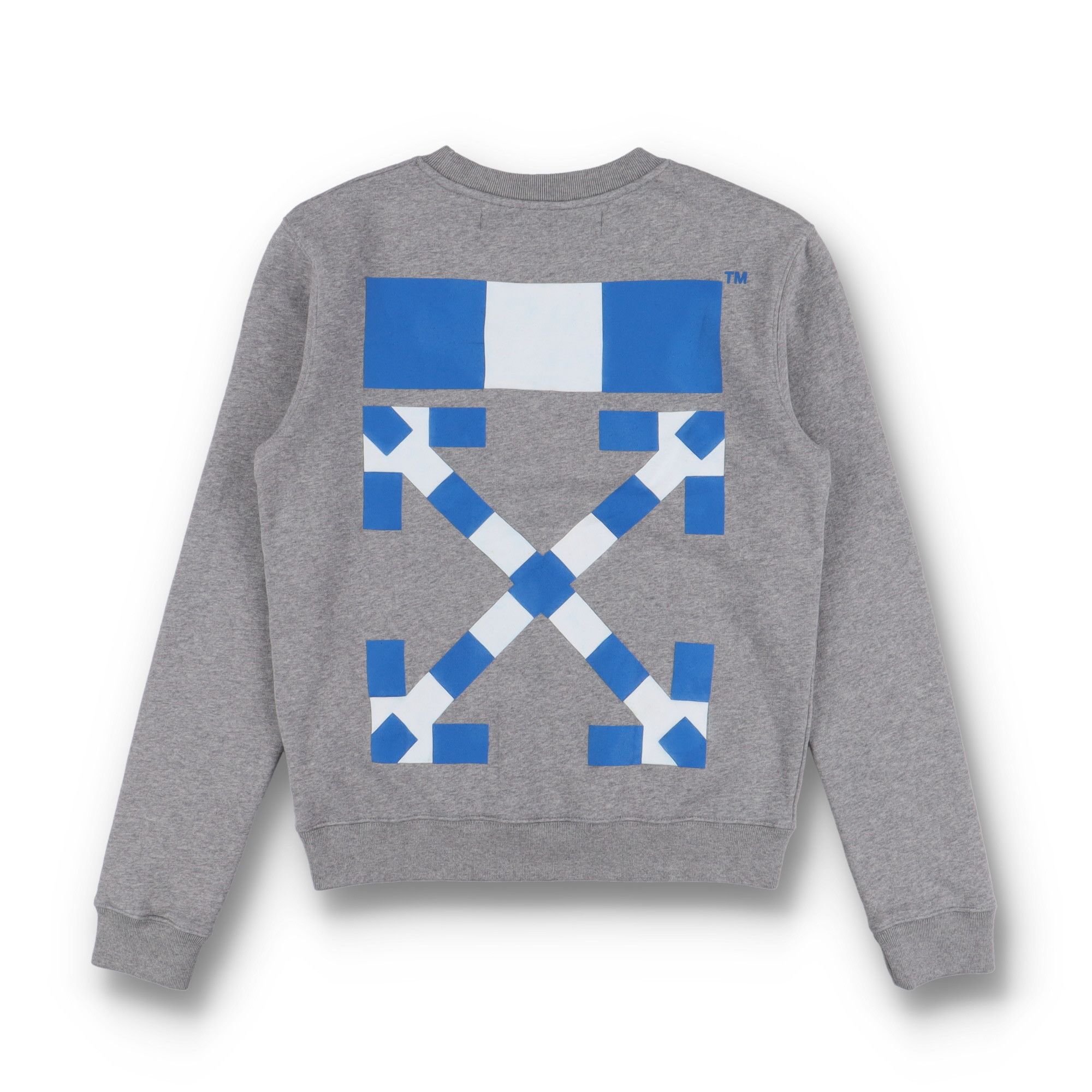 Off-White Grey Blue Checkered Arrows Logo Sweatshirt Size S / US 4 / IT 40 - 1 Thumbnail