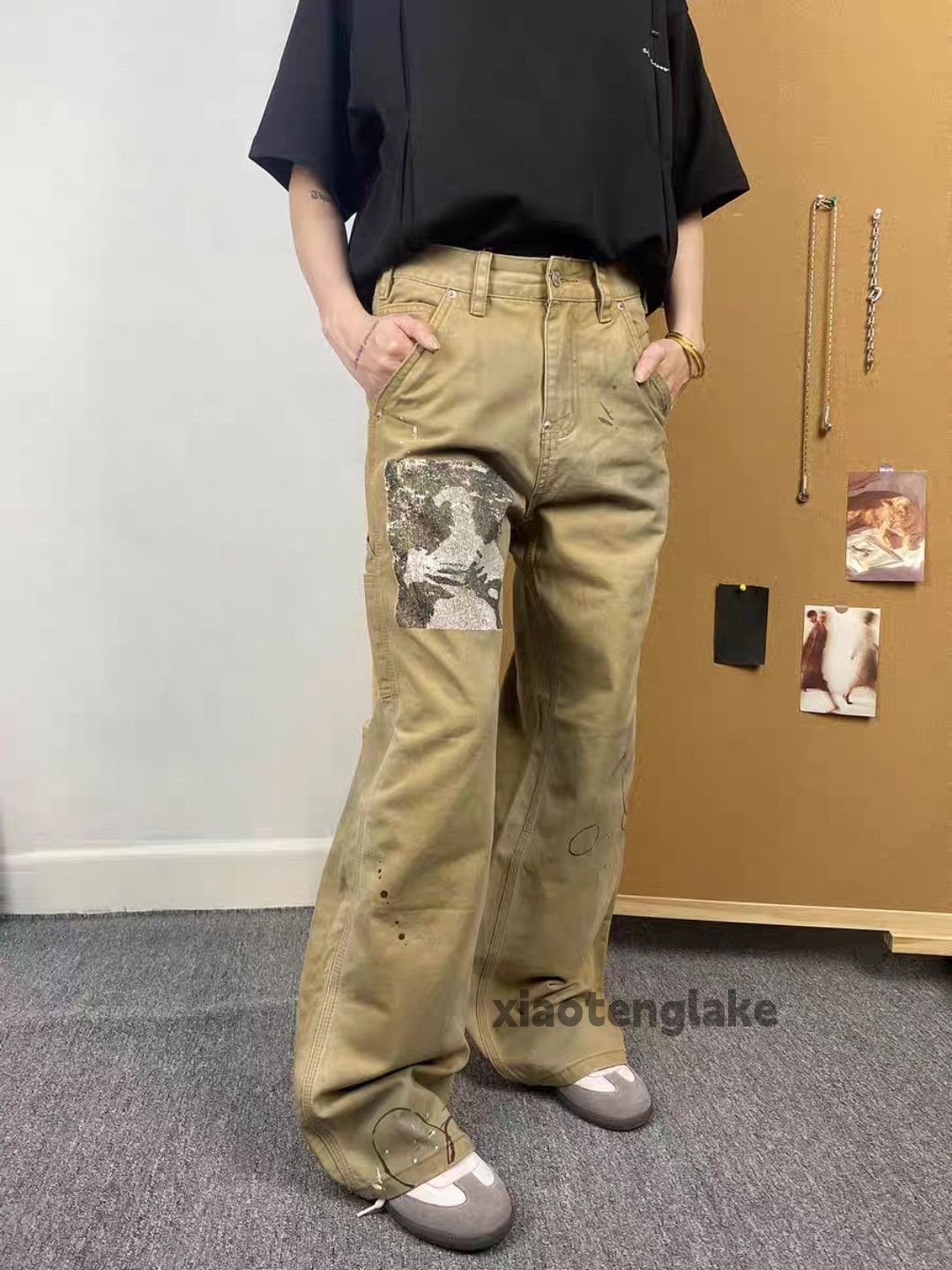 Designer × Japanese Brand × Vintage Unisex washed faded paint stain patchwork cargo pants Size US 32 / EU 48 - 3 Thumbnail