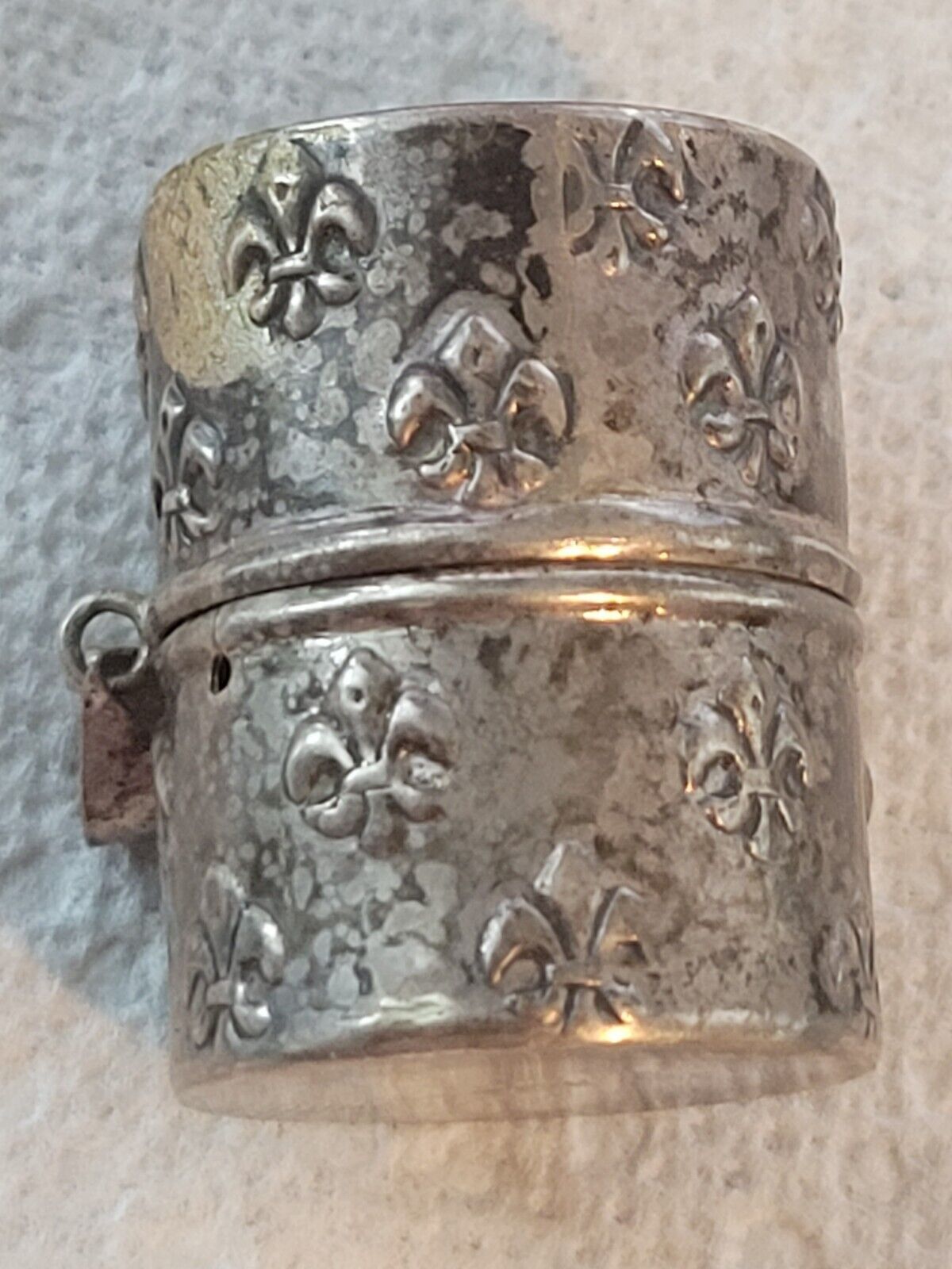 Antique Repousse Sterling Silver Sewing Thread Holder Charm